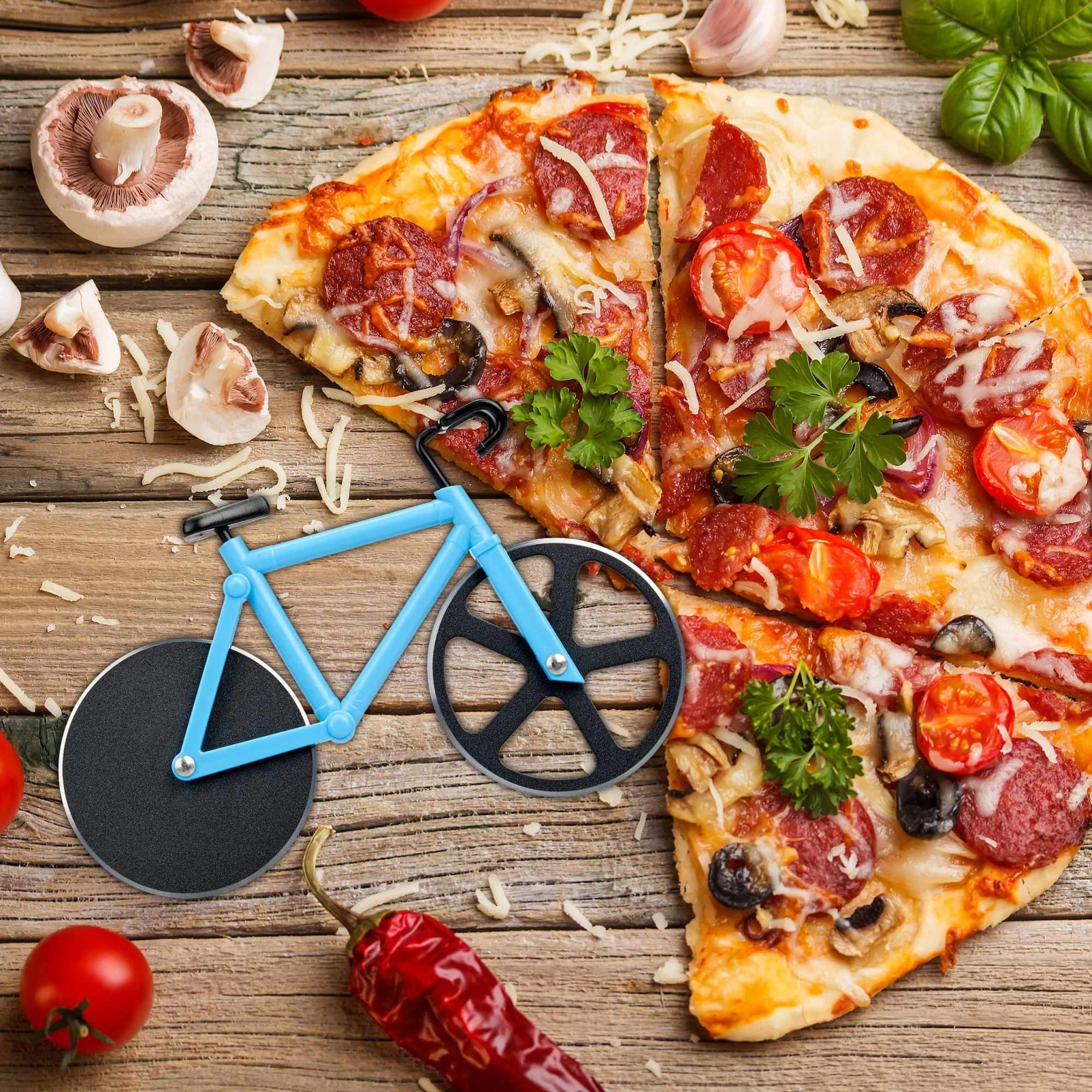 Bicicleta cortadora de pizza