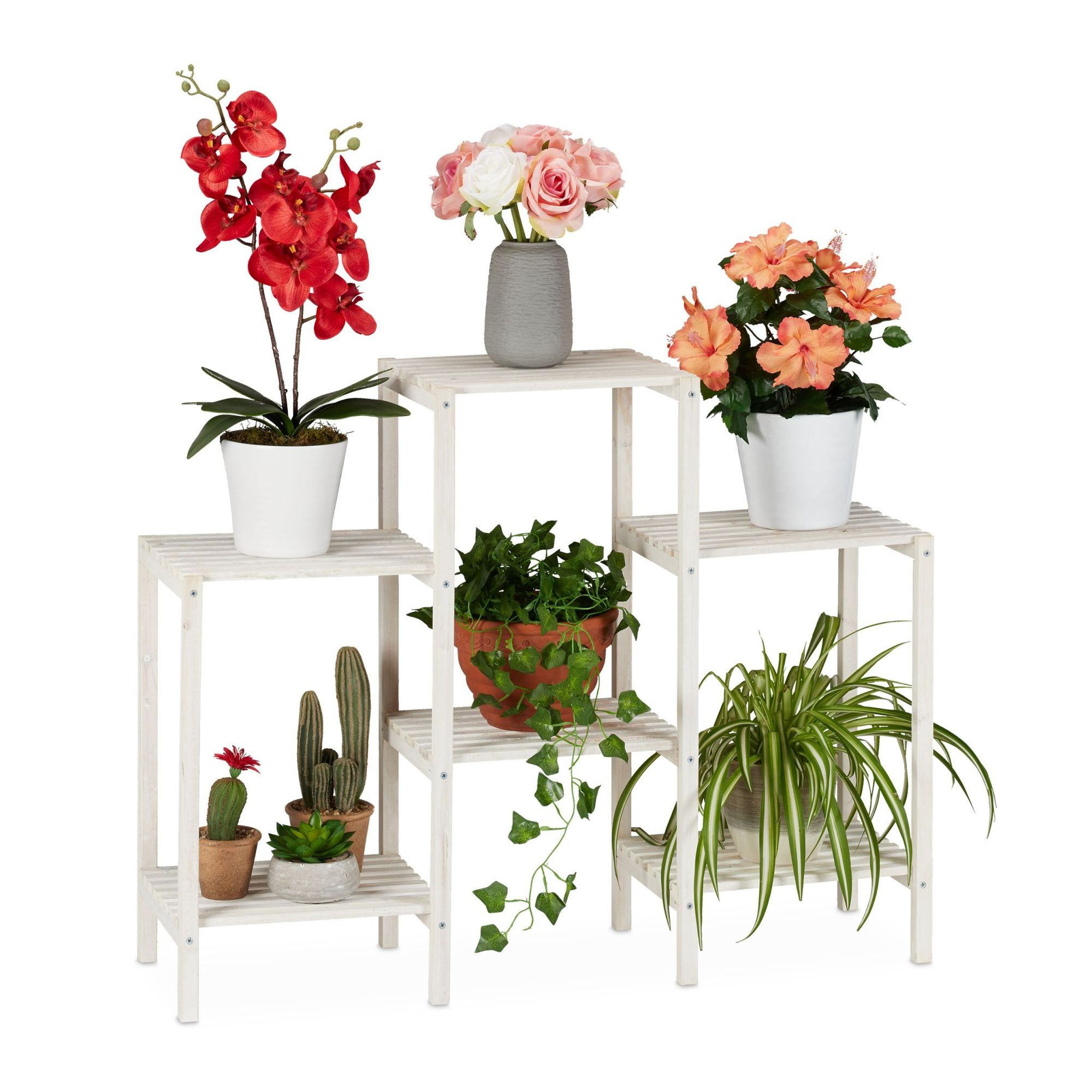 Support à fleurs en bois blanc