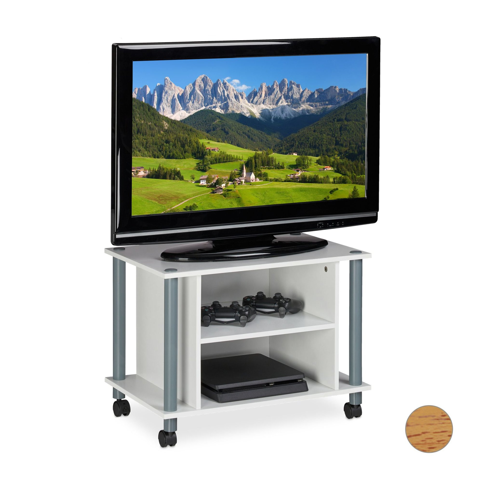 Mesa de TV com rodas e 2 compartimentos
