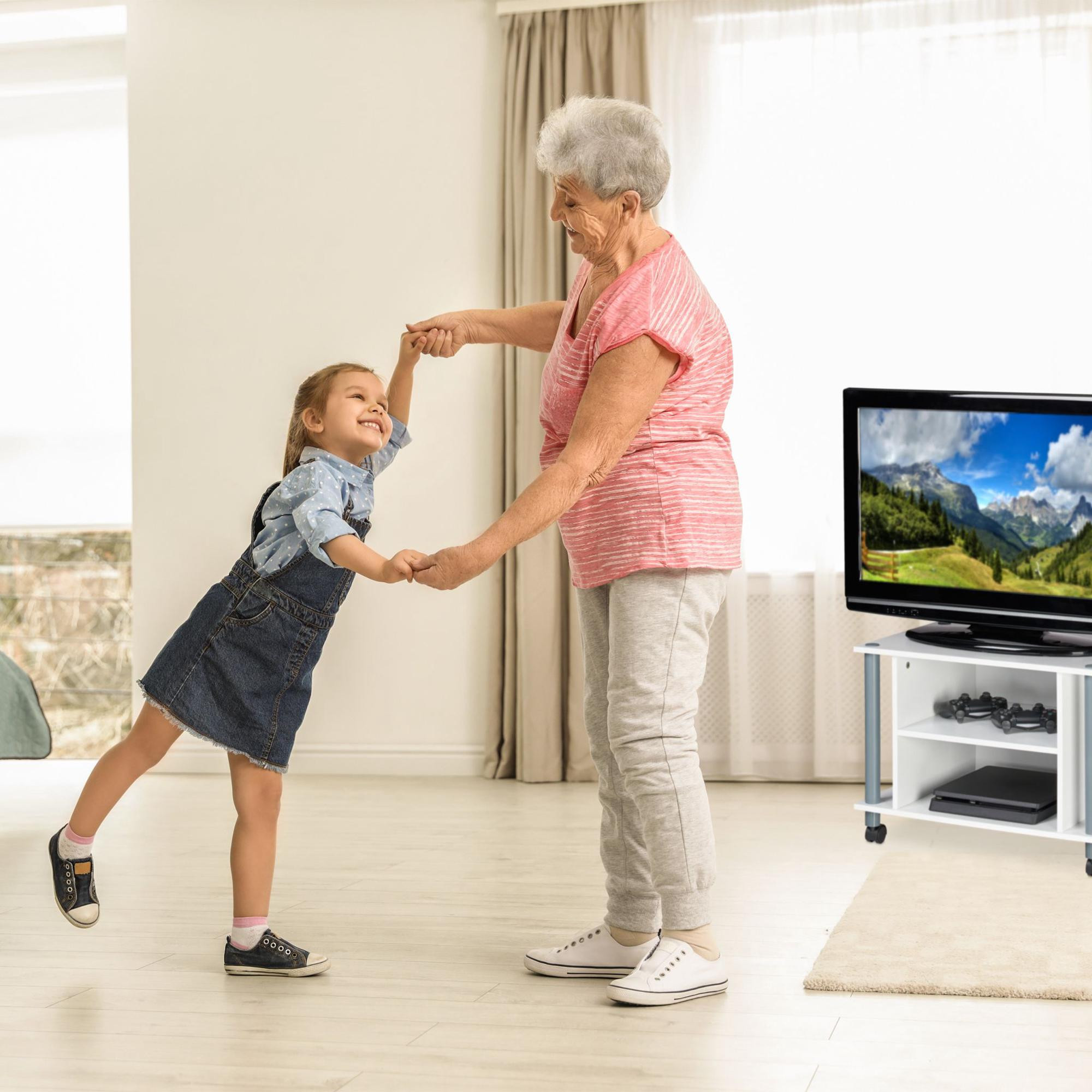 Table TV à roulettes et 2 compartiments