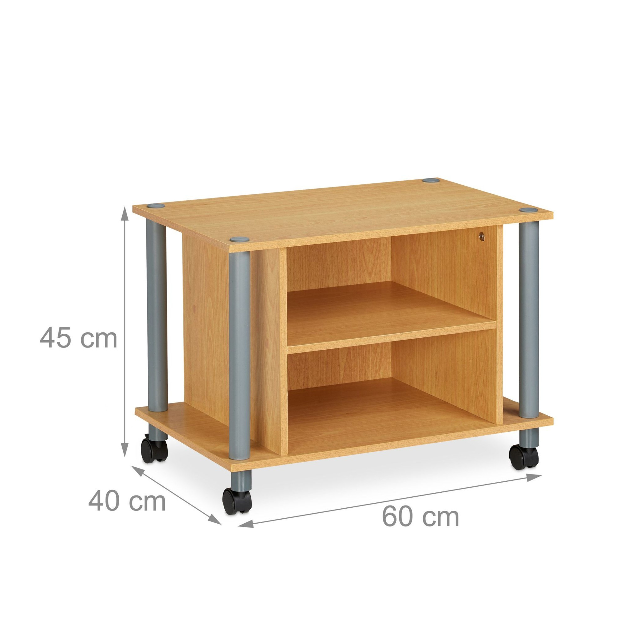 Table TV à roulettes et 2 compartiments