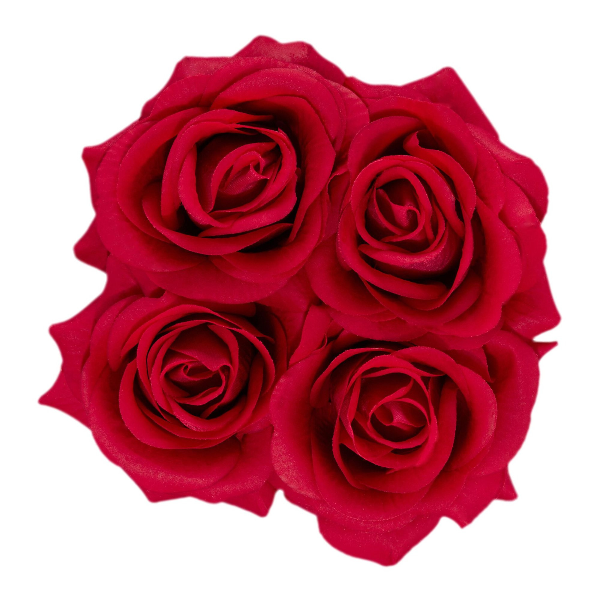 Weiße runde Rosenbox mit 4 Rosen