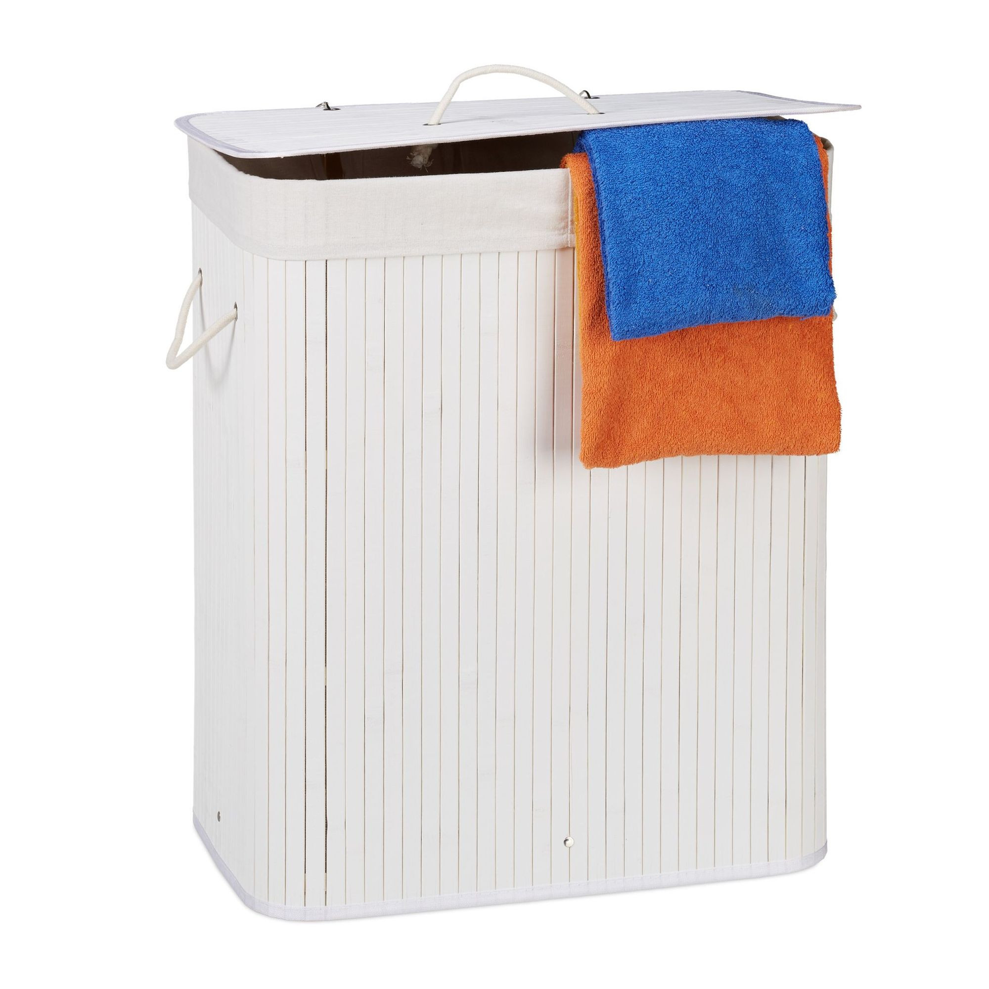 Panier à linge en bambou avec 2 compartiments