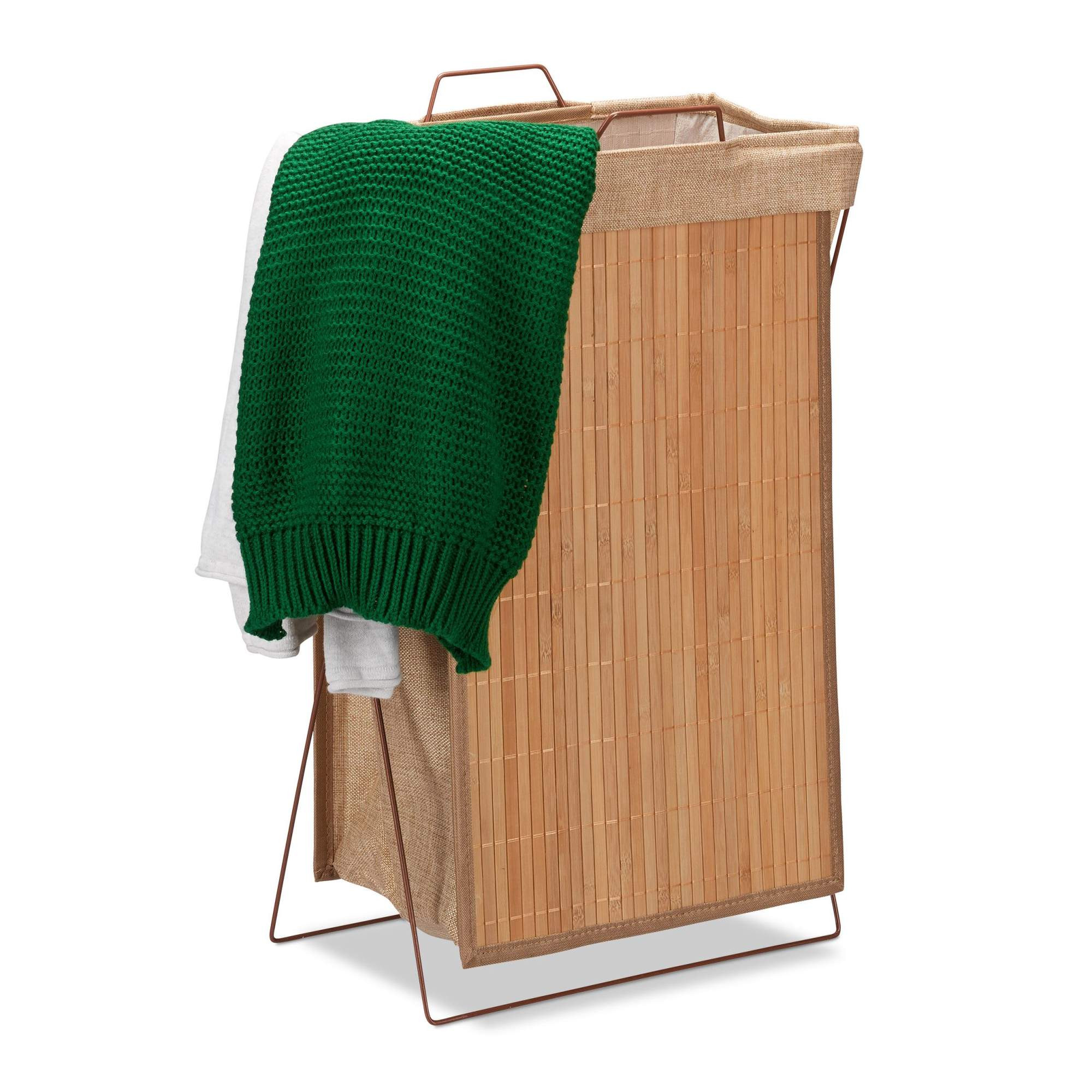 Cesto de roupa suja de bambu