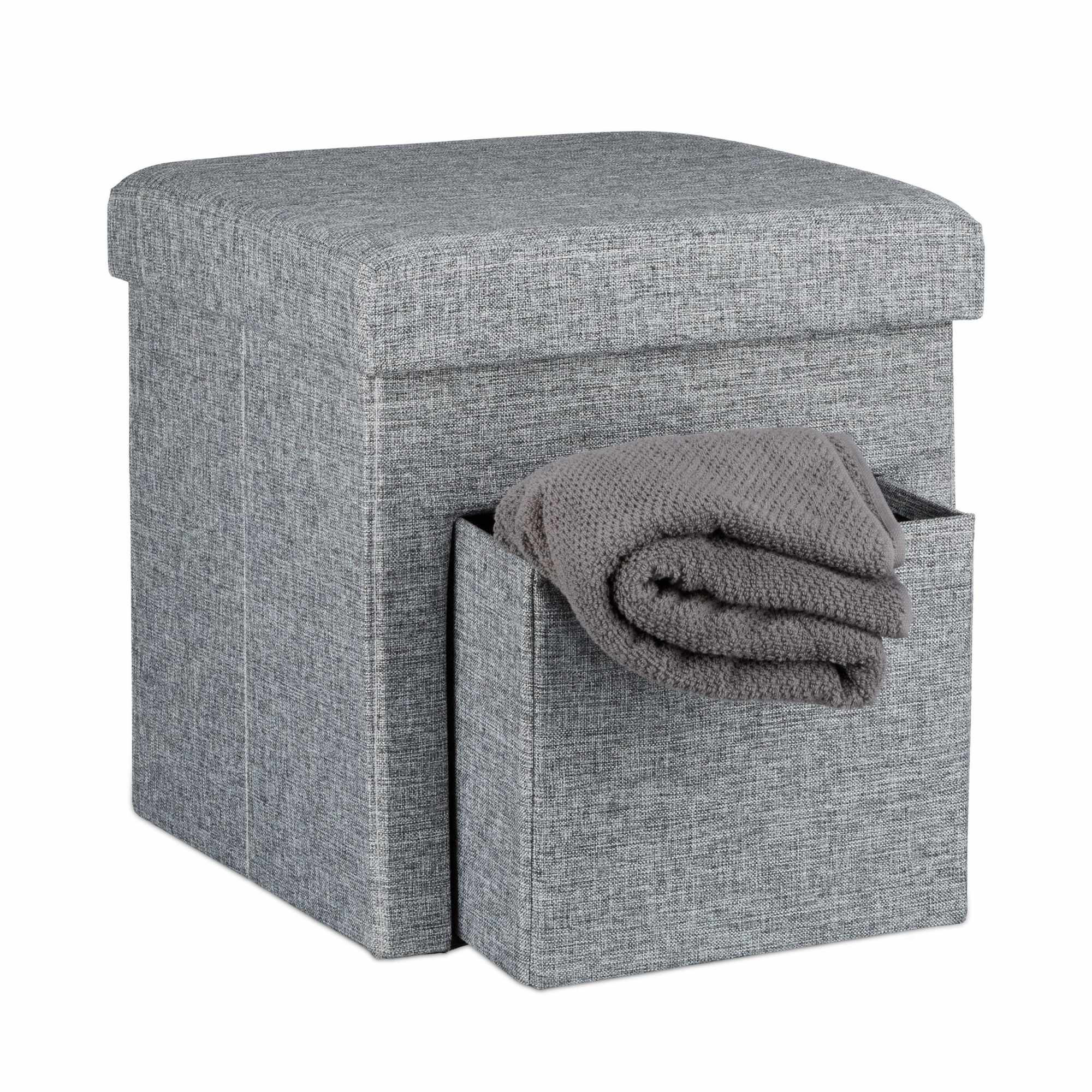 Tabouret pliant en lin avec compartiment