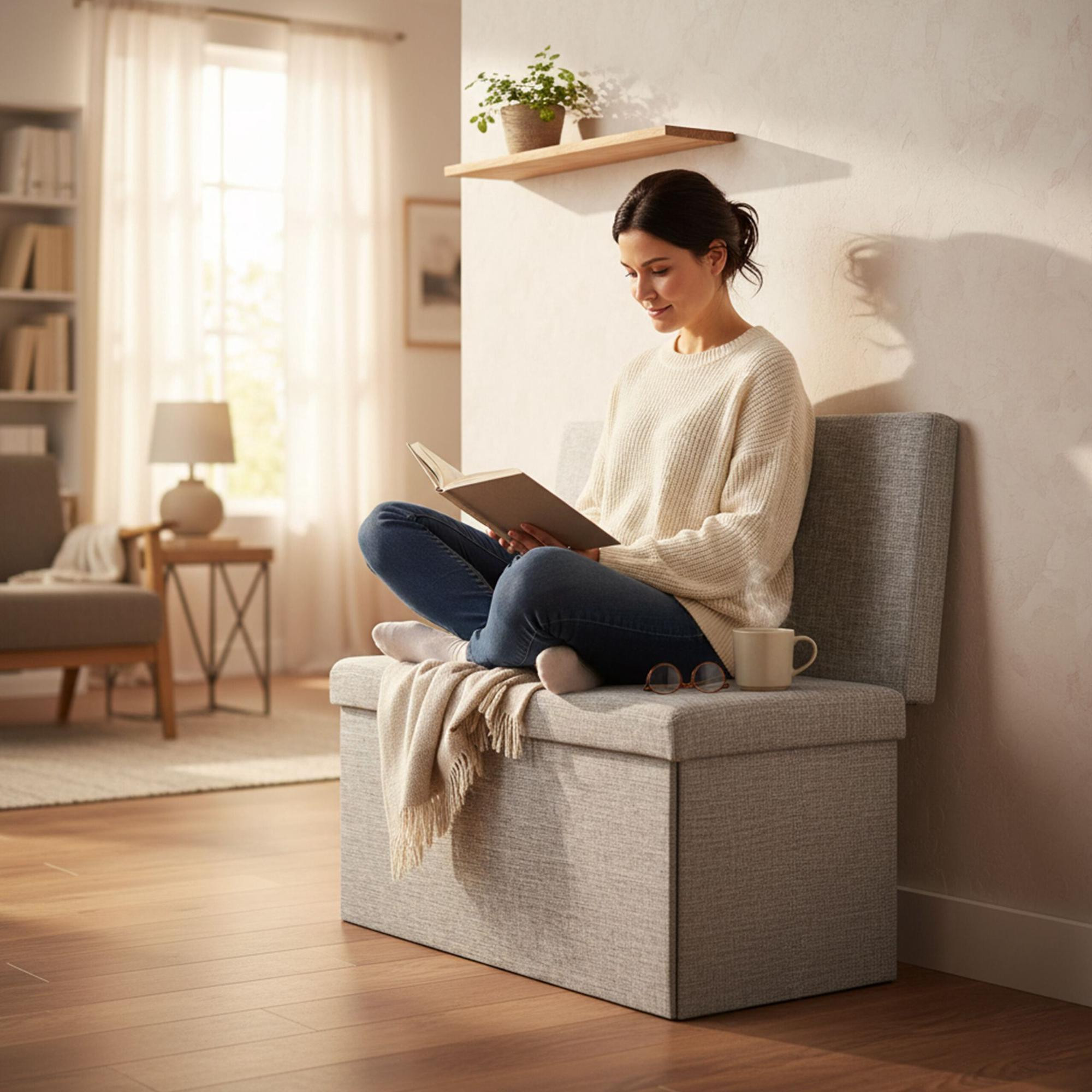 Taburete plegable con respaldo L