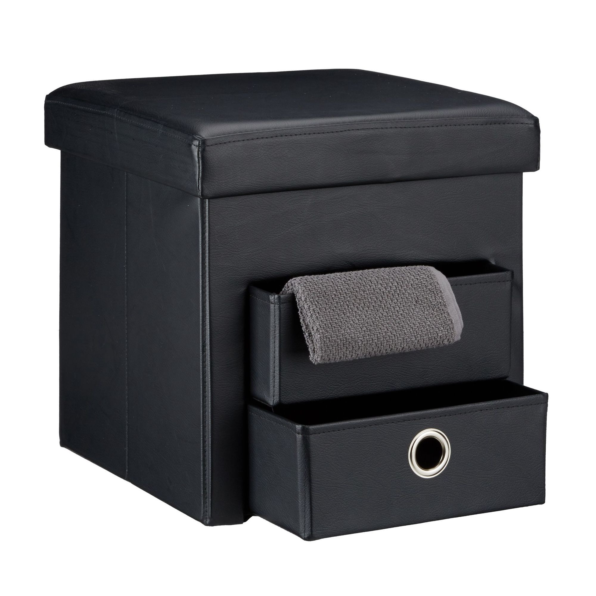 Hocker aus Kunstleder mit 2 Fächern