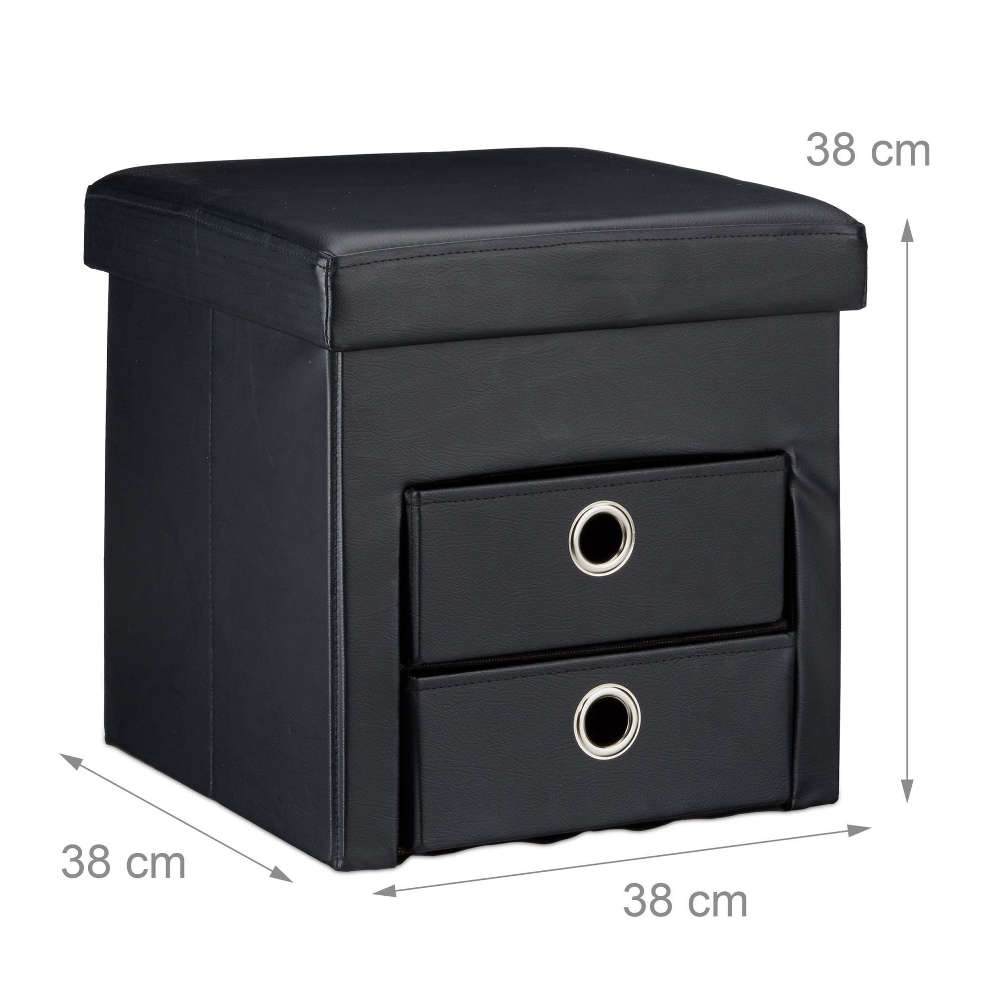 Tabouret en simili cuir avec 2 compartiments