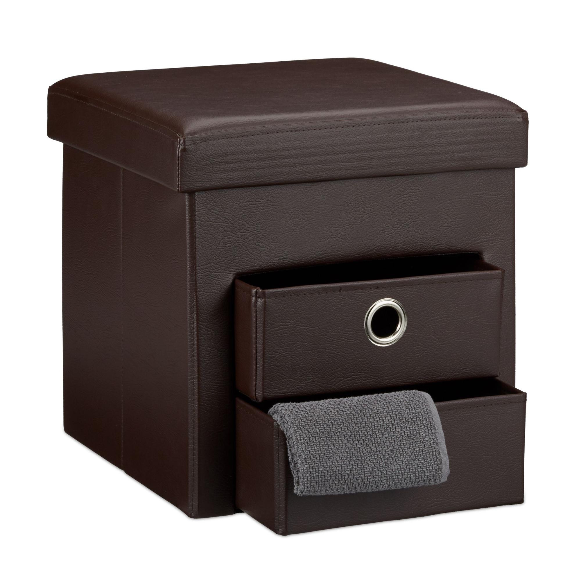 Tabouret en simili cuir avec 2 compartiments