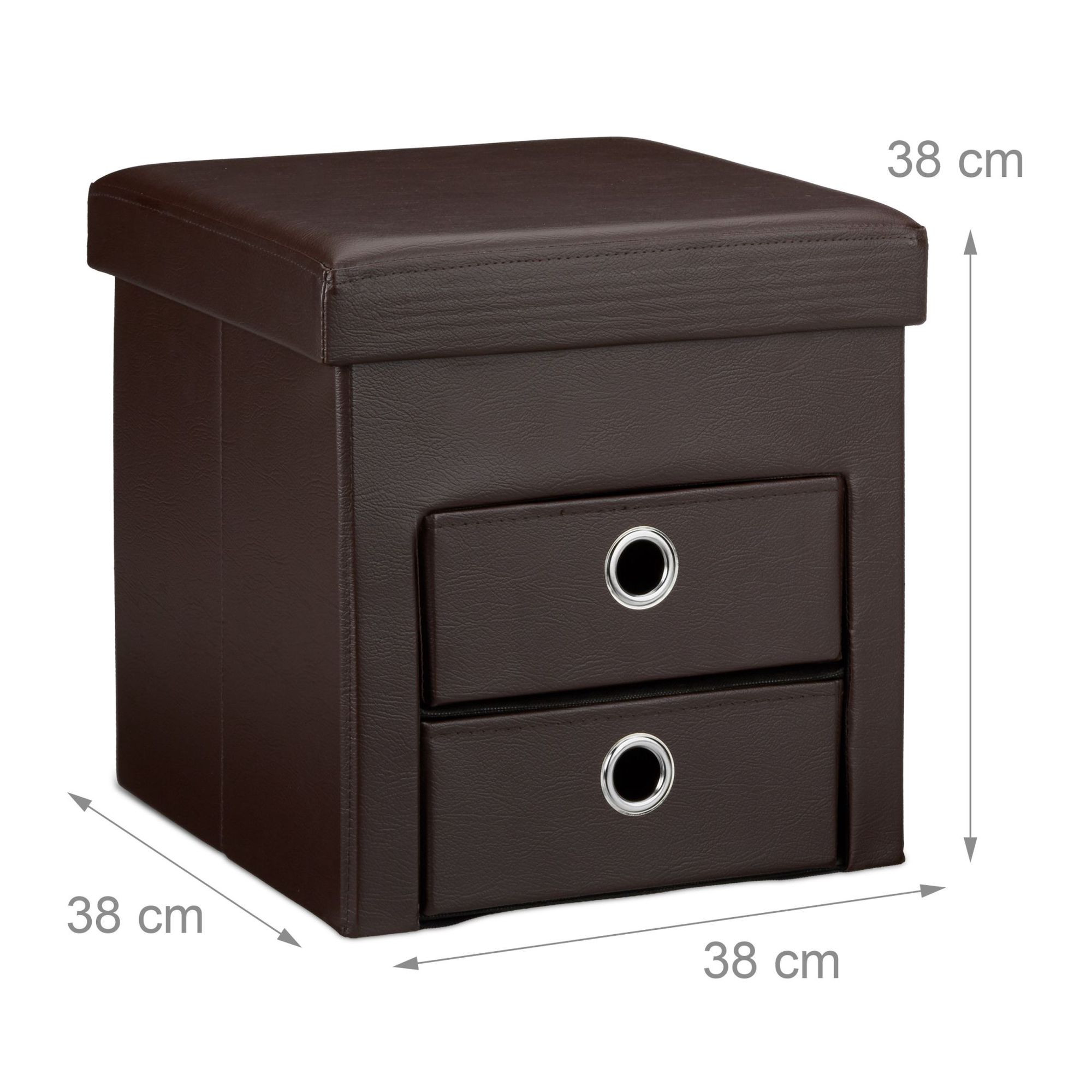Hocker aus Kunstleder mit 2 Fächern