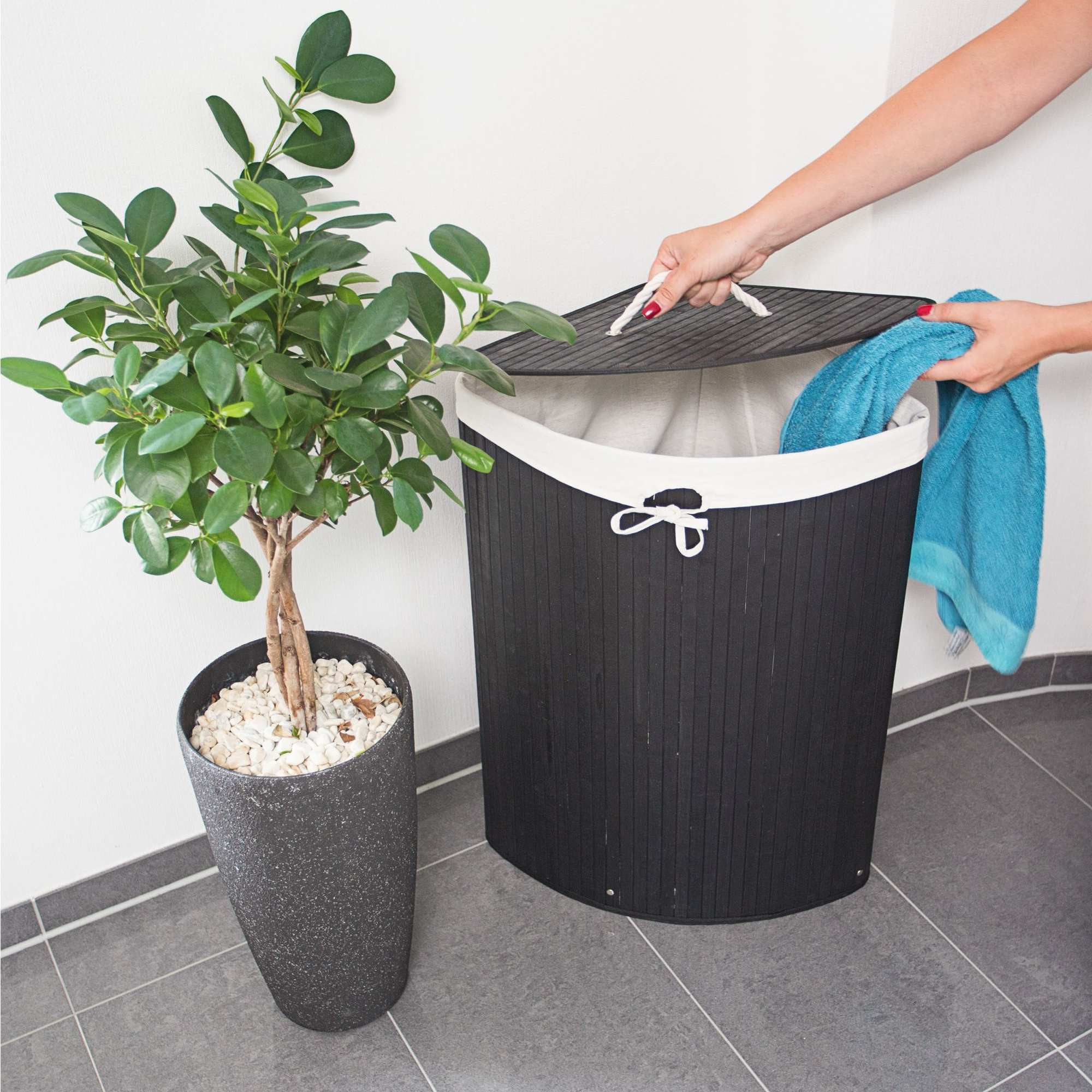 Panier à linge coin bambou