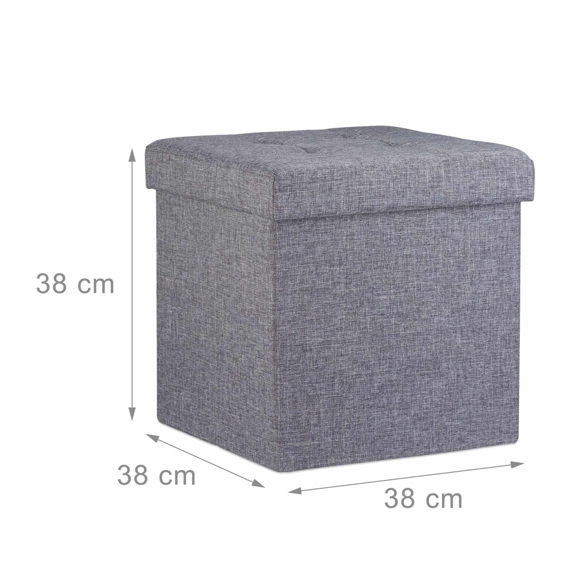 Collapsible stool with linen fabric storage