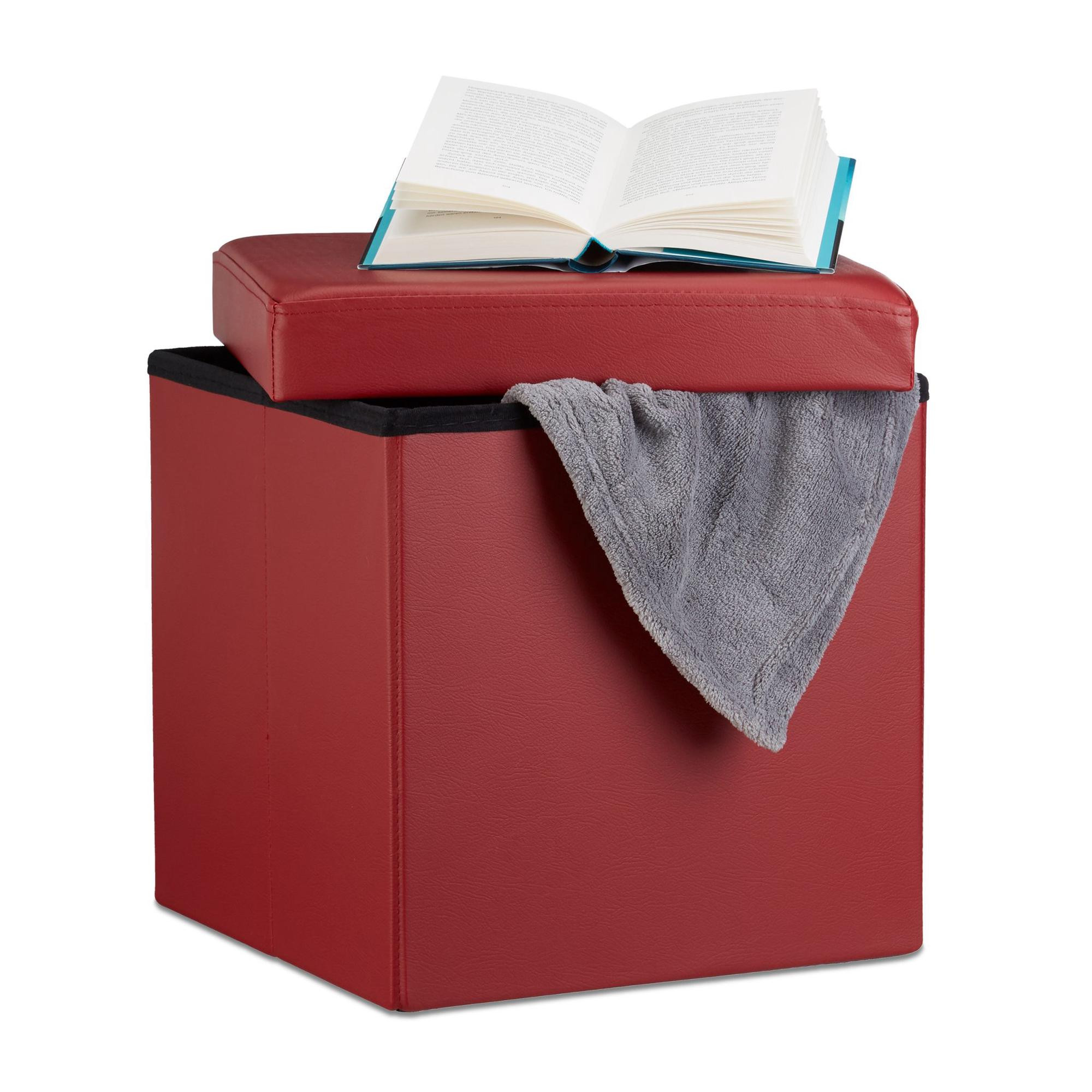 Taburete plegable de cuero artificial