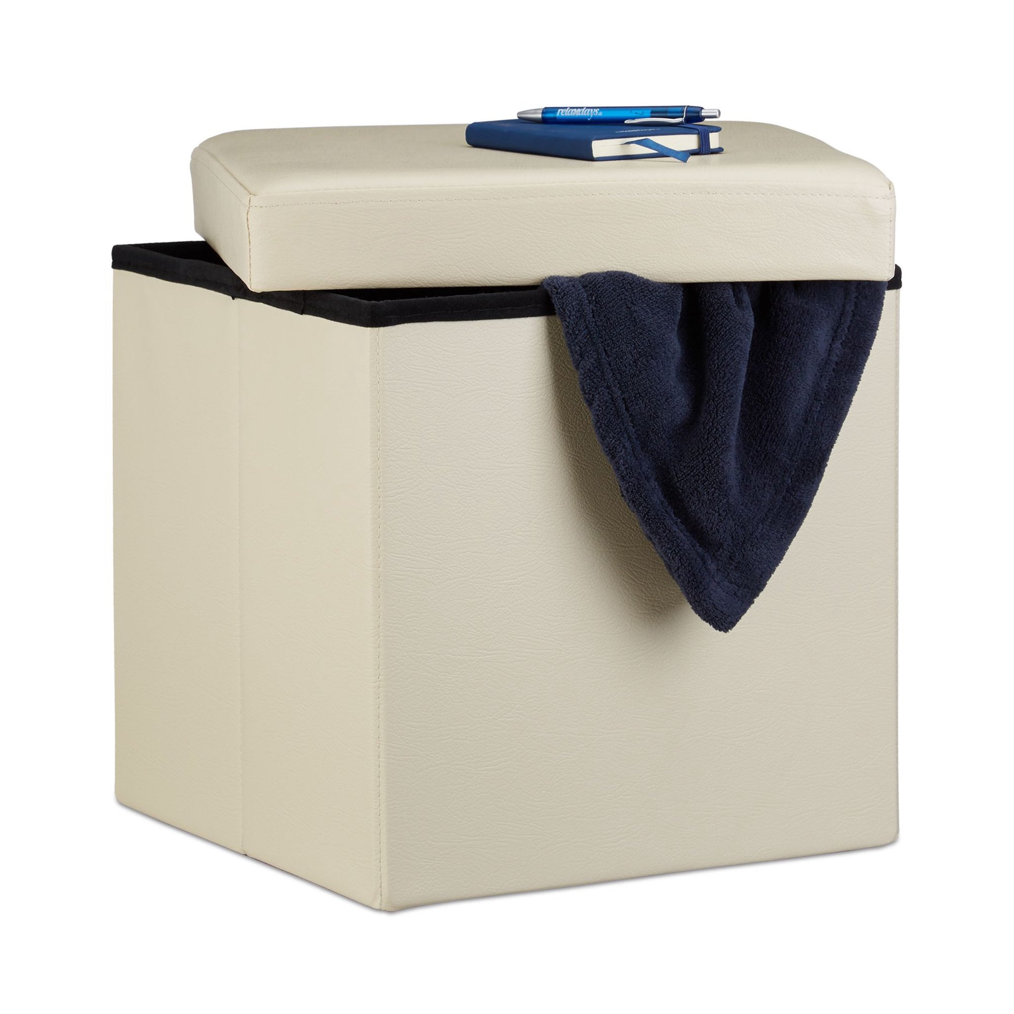 Taburete plegable de cuero artificial