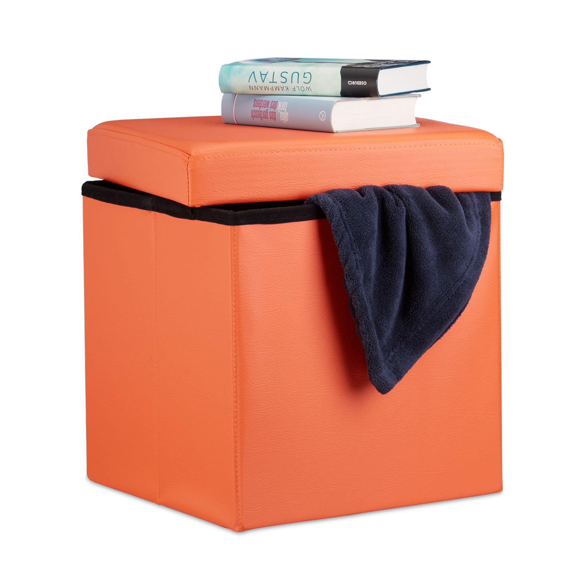 Taburete plegable de cuero artificial