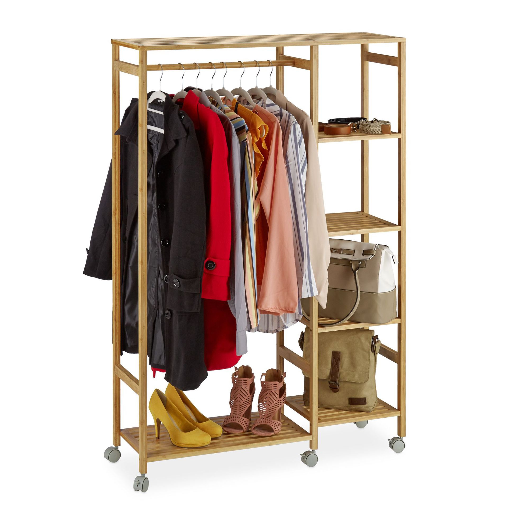 Guarda-roupa com rodinhas em bambu