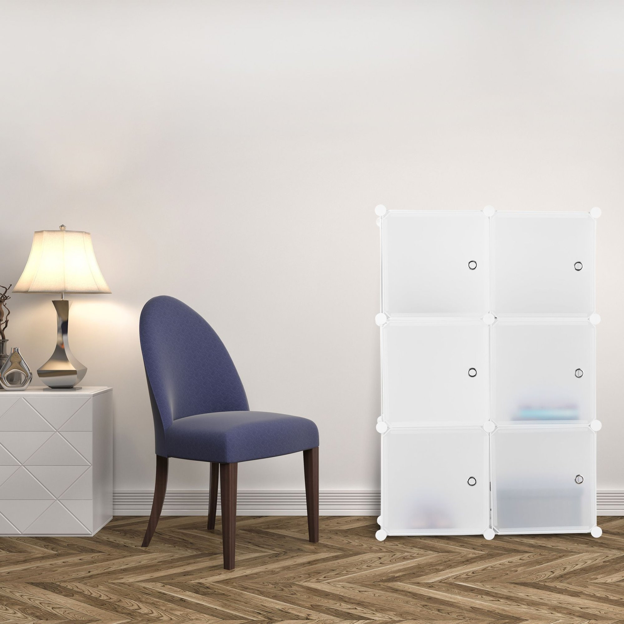 Shelf system with 6 doors