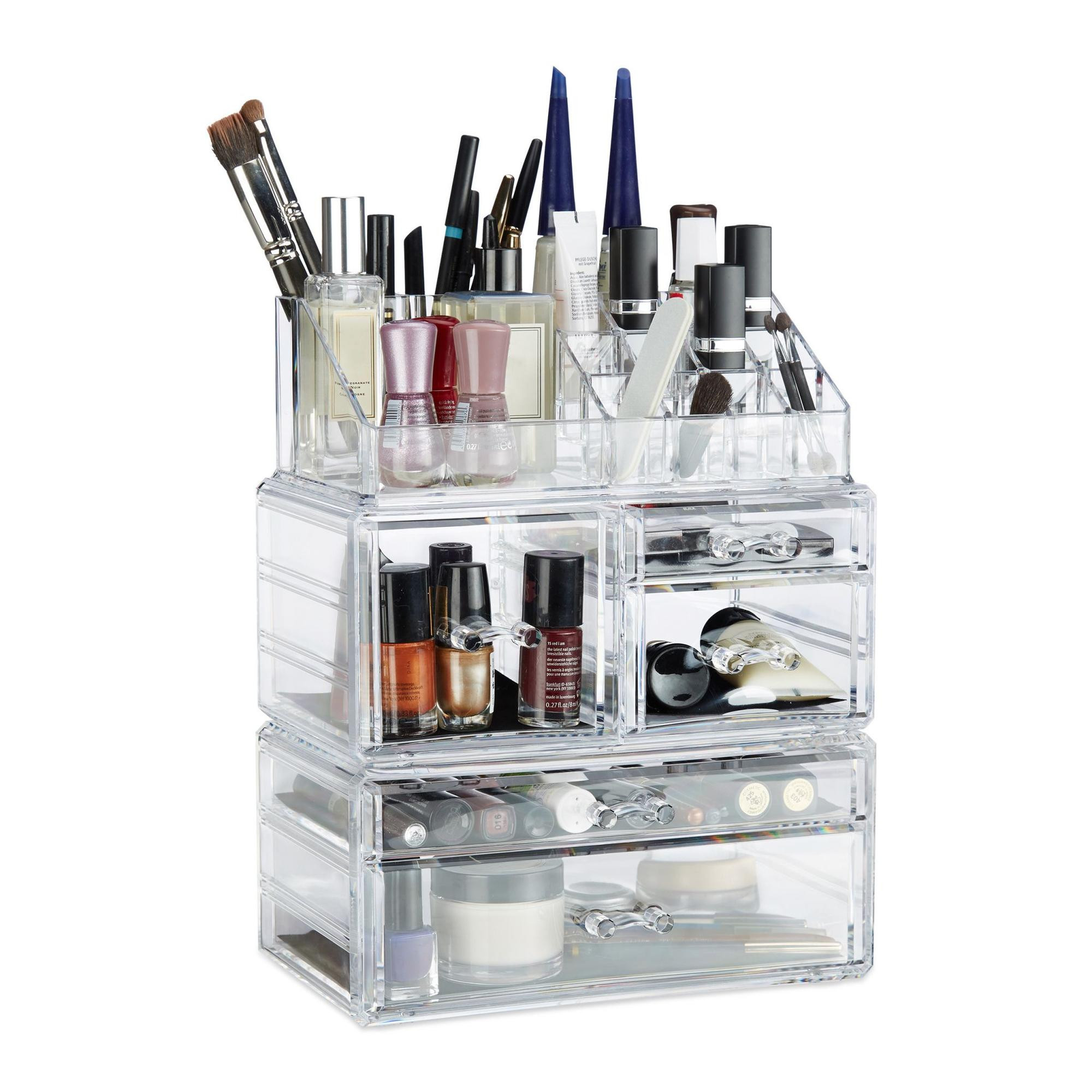 Makeup storage in acrylic with 21 compartments