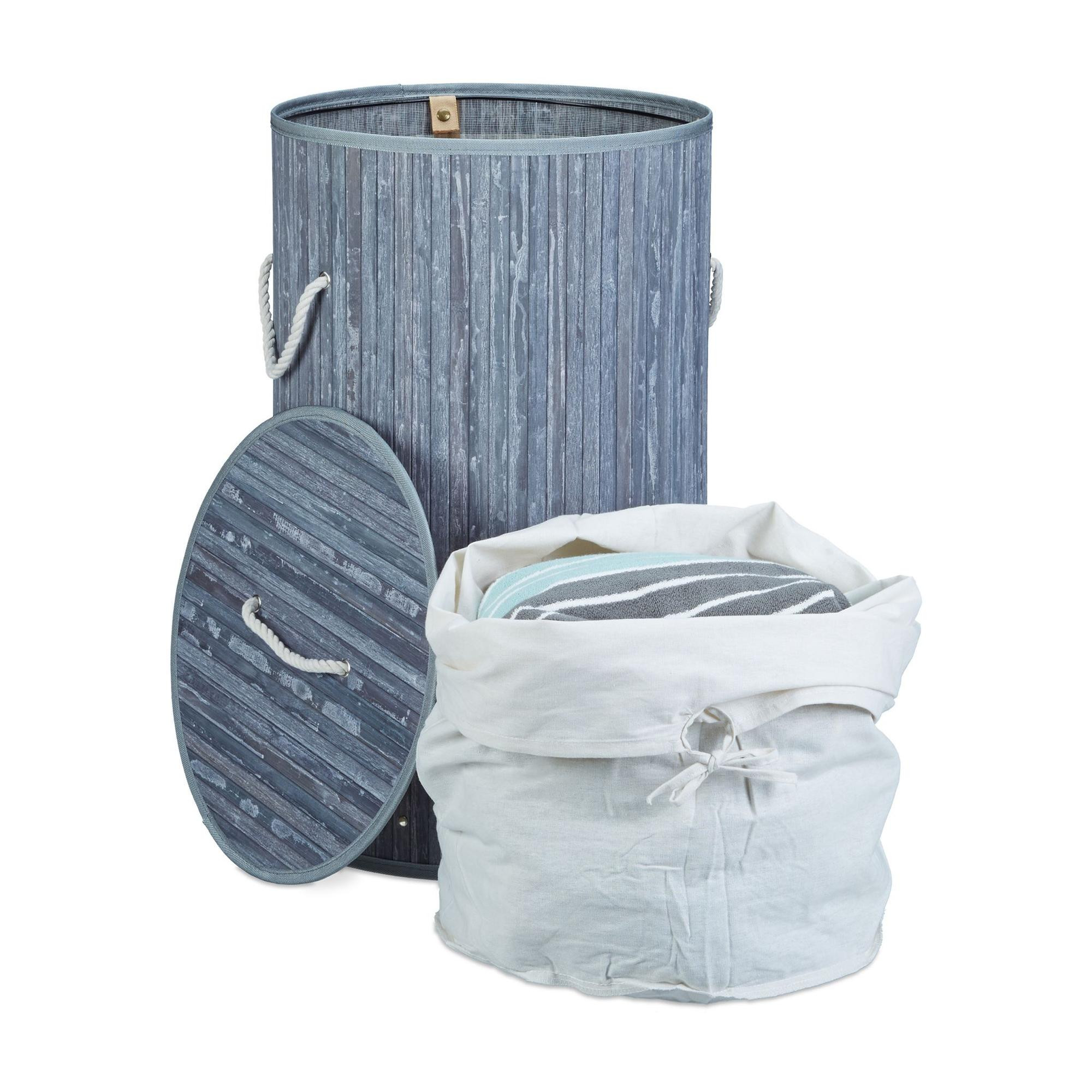 Cesto de roupa suja redondo de bambu
