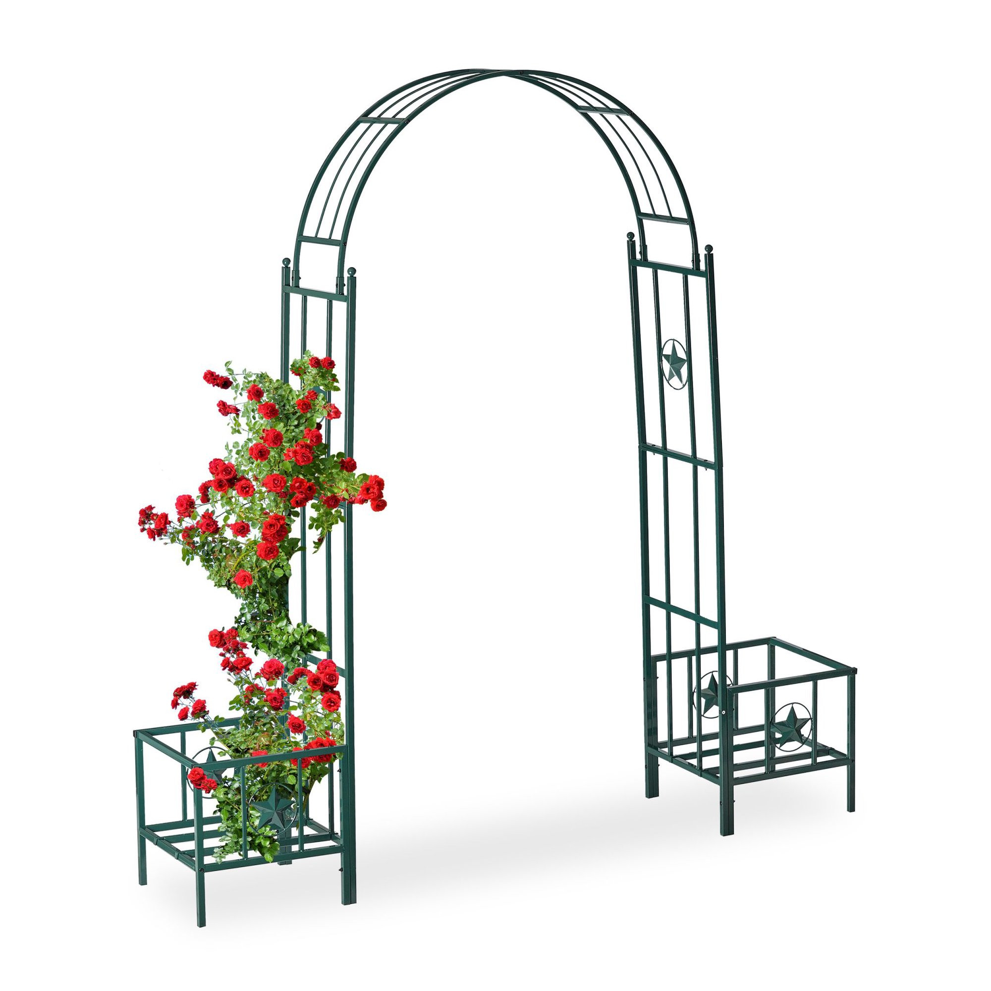 Arco de rosas com floreiras