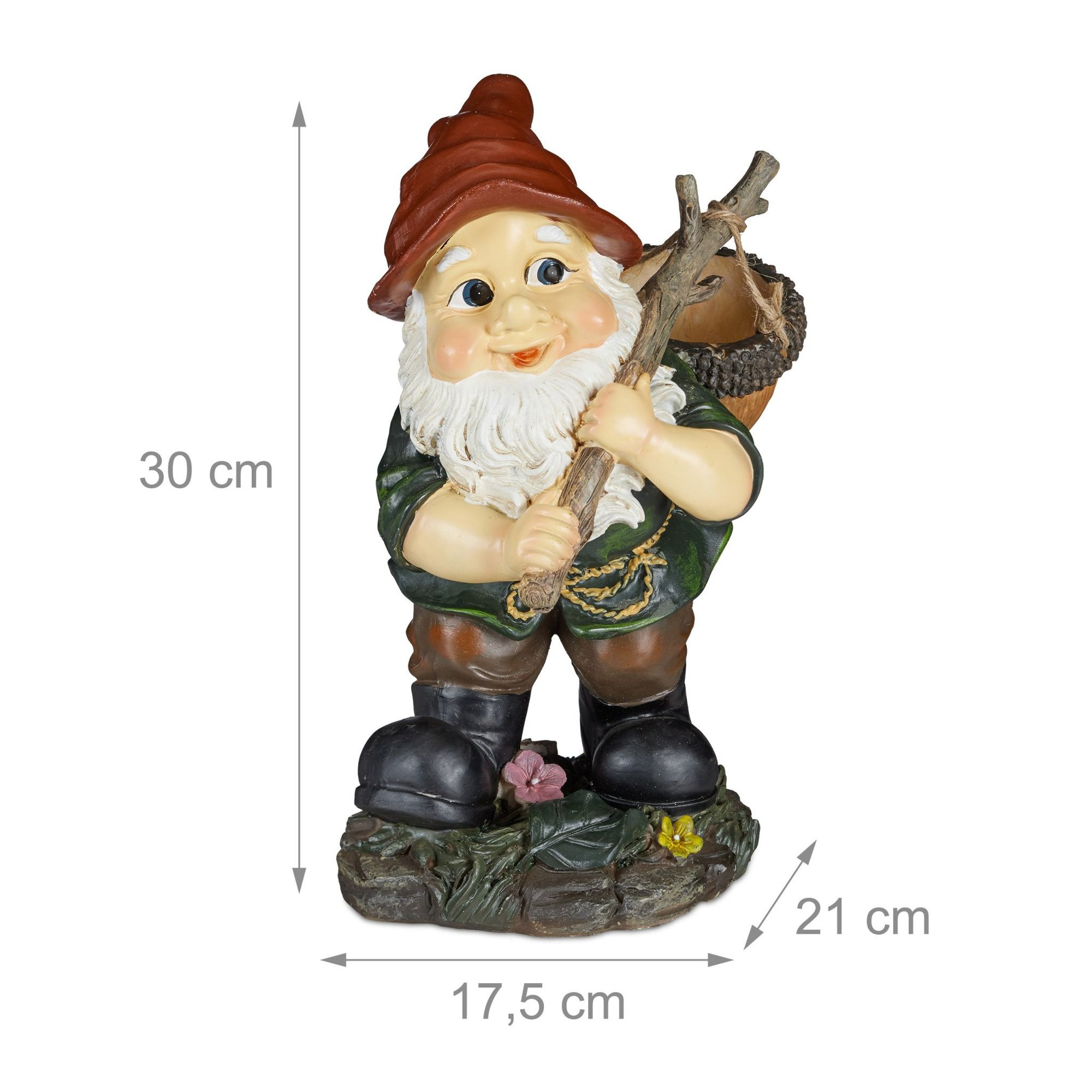 Gartenzwerg mit Eichelkorb