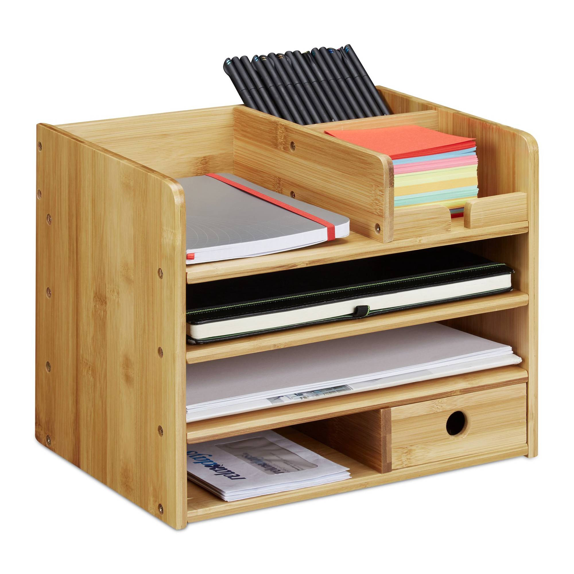 Armazenamento de mesa em bambu