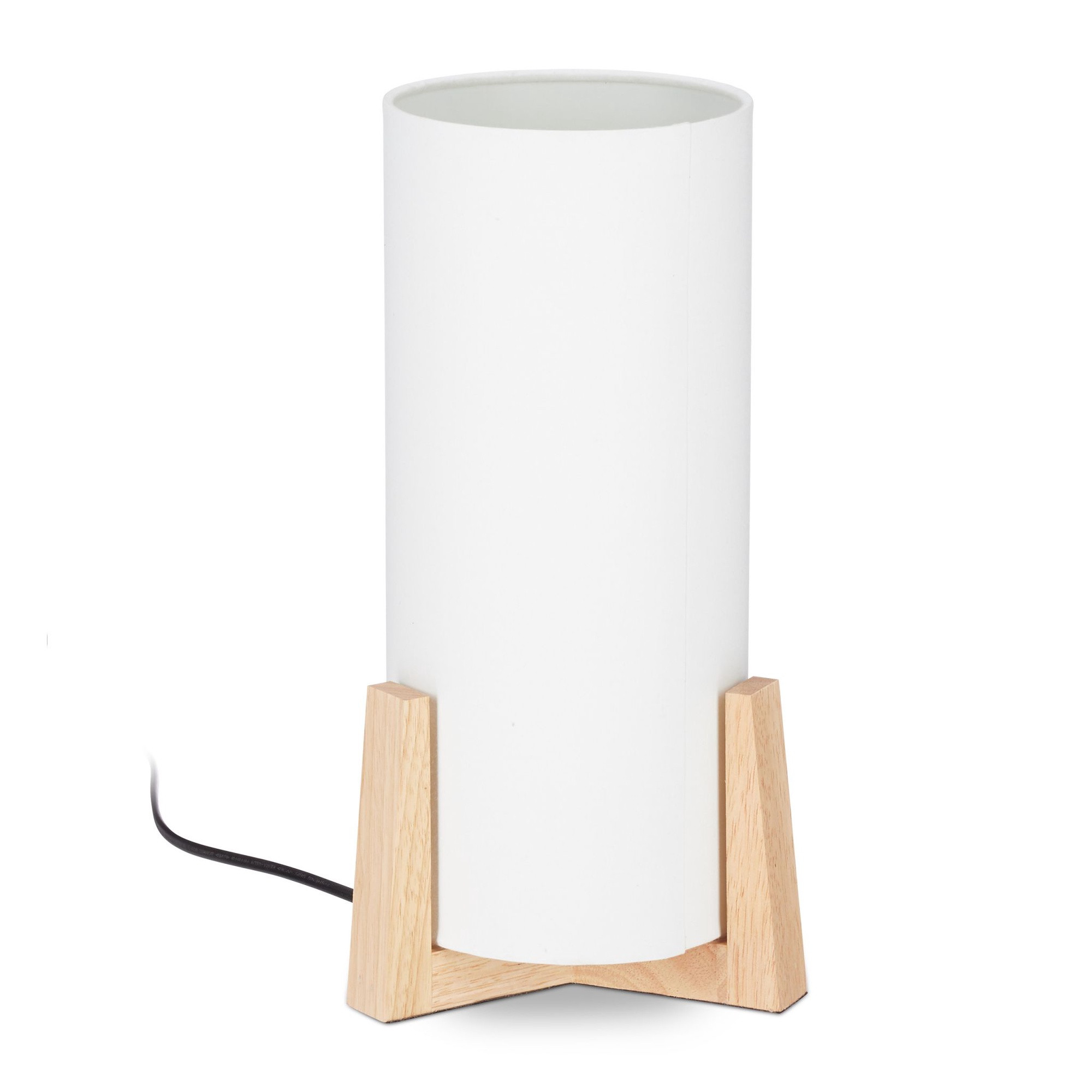 Lámpara de mesa con base de madera