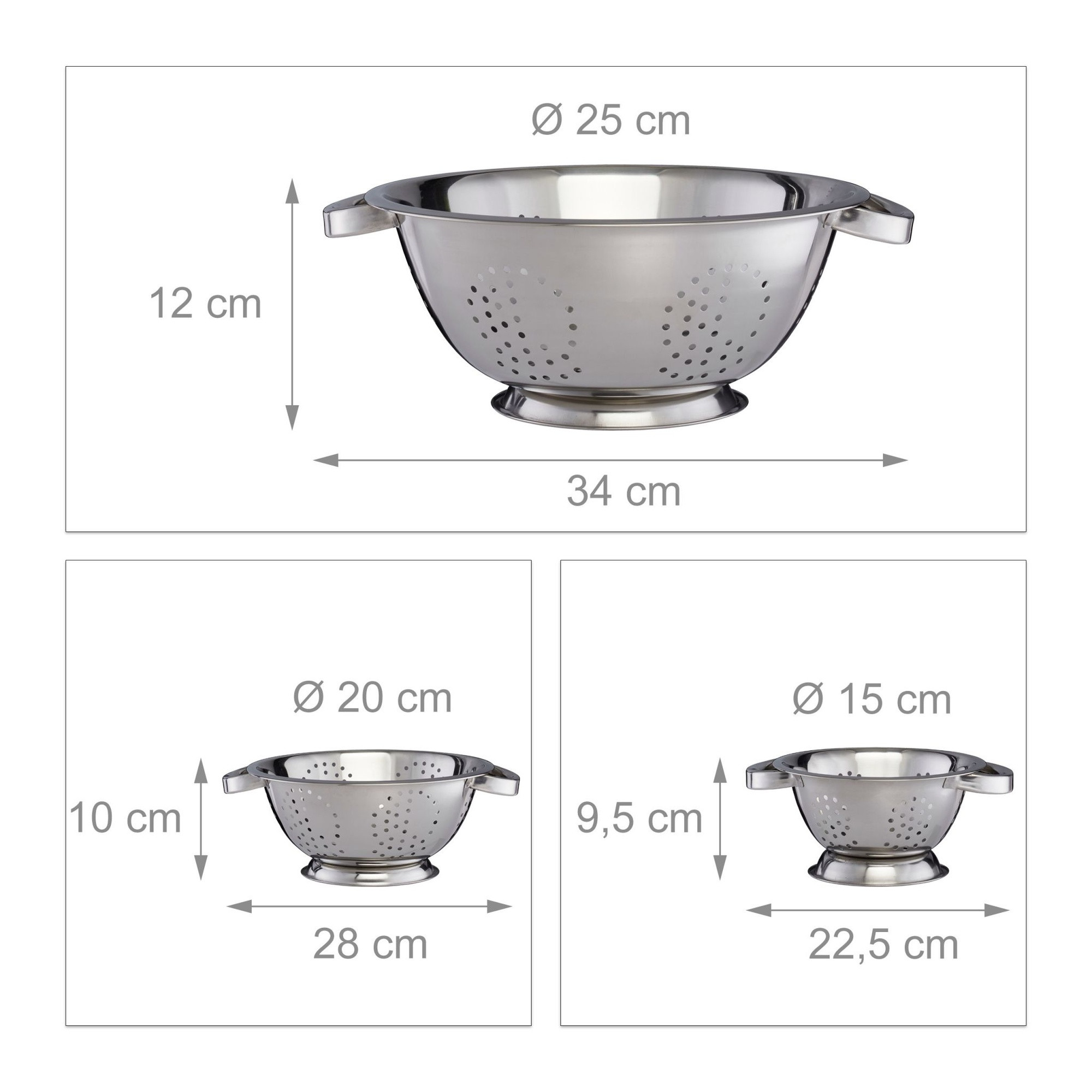 Kitchen strainer set of 3