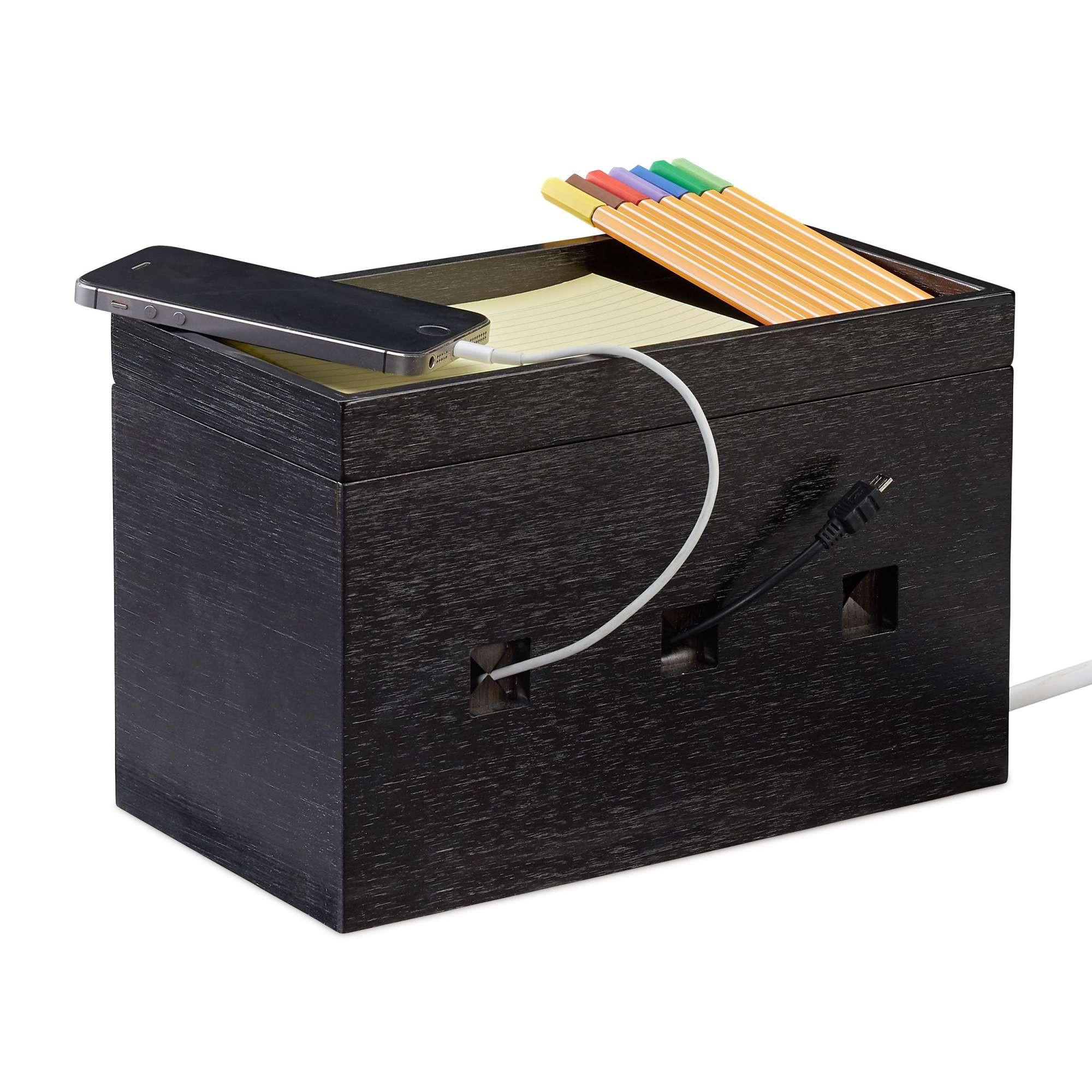Kabelbox Bambus schwarz