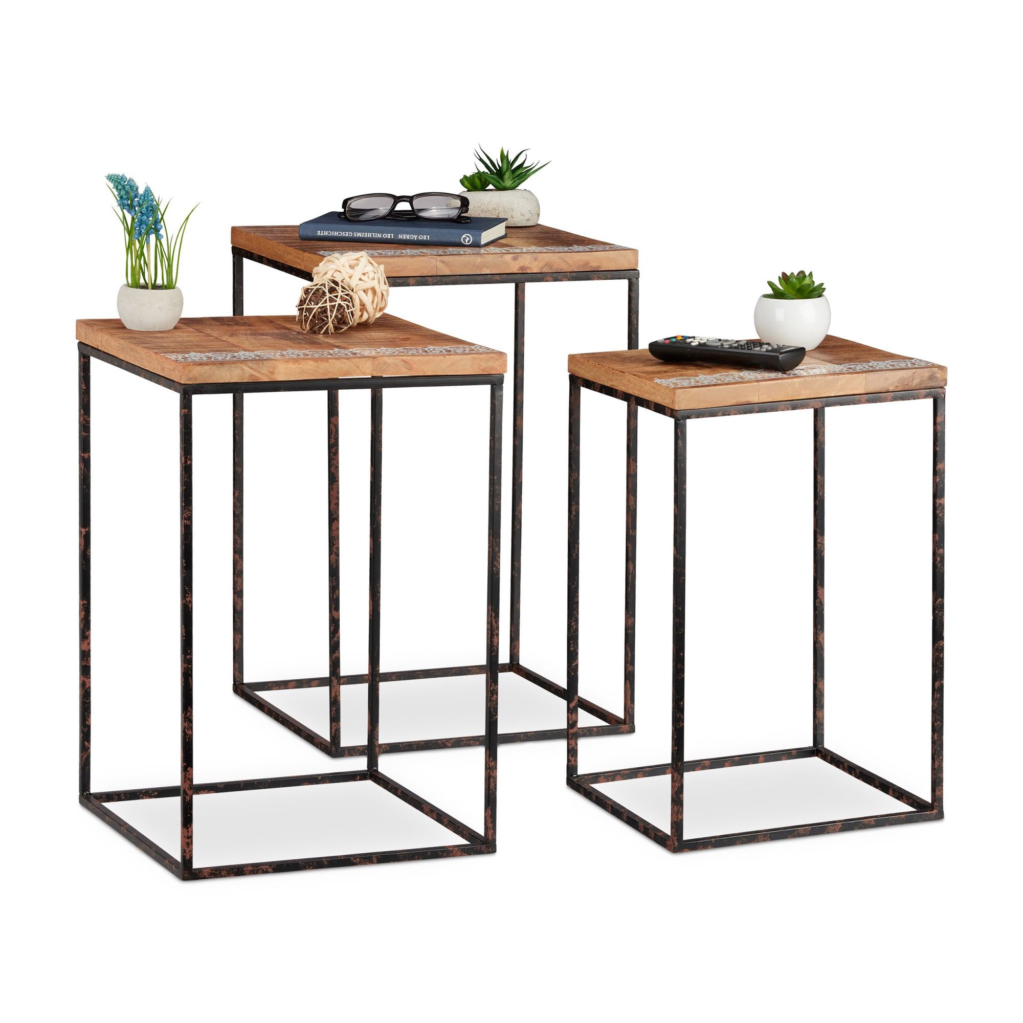 Conjunto de mesa de 3 madera de mango.