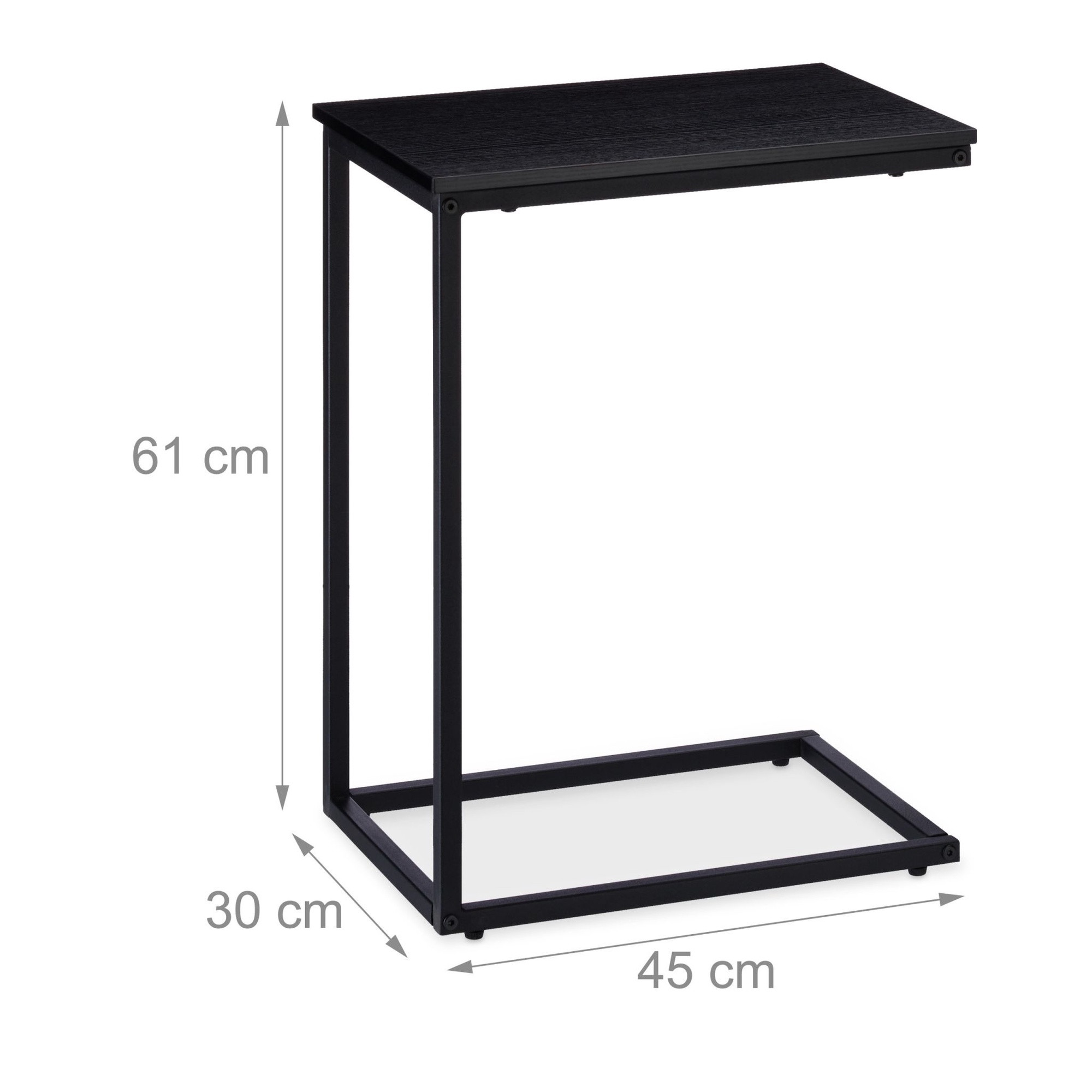 Table d'appoint noire avec base en métal