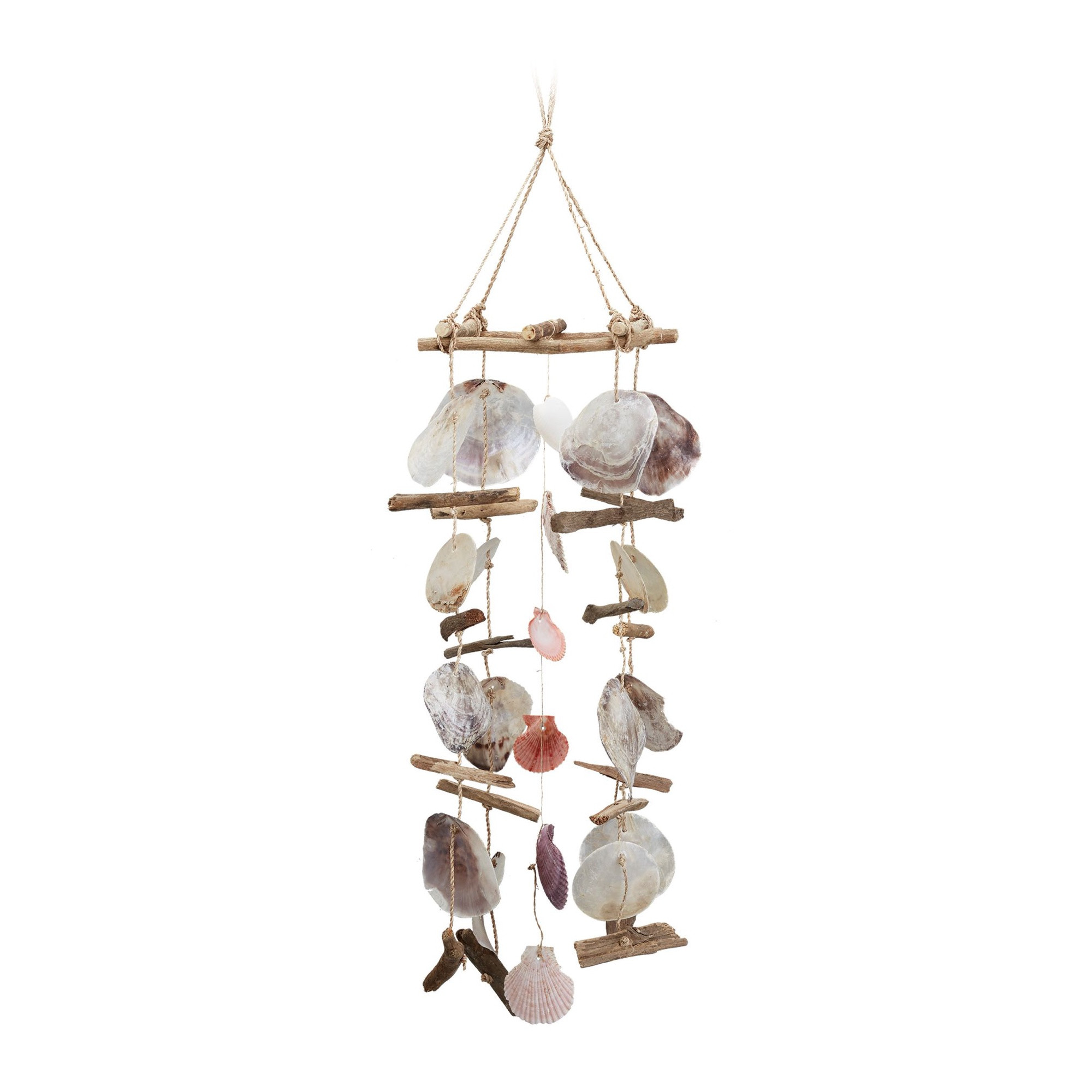 Wind chime driftwood with seashells