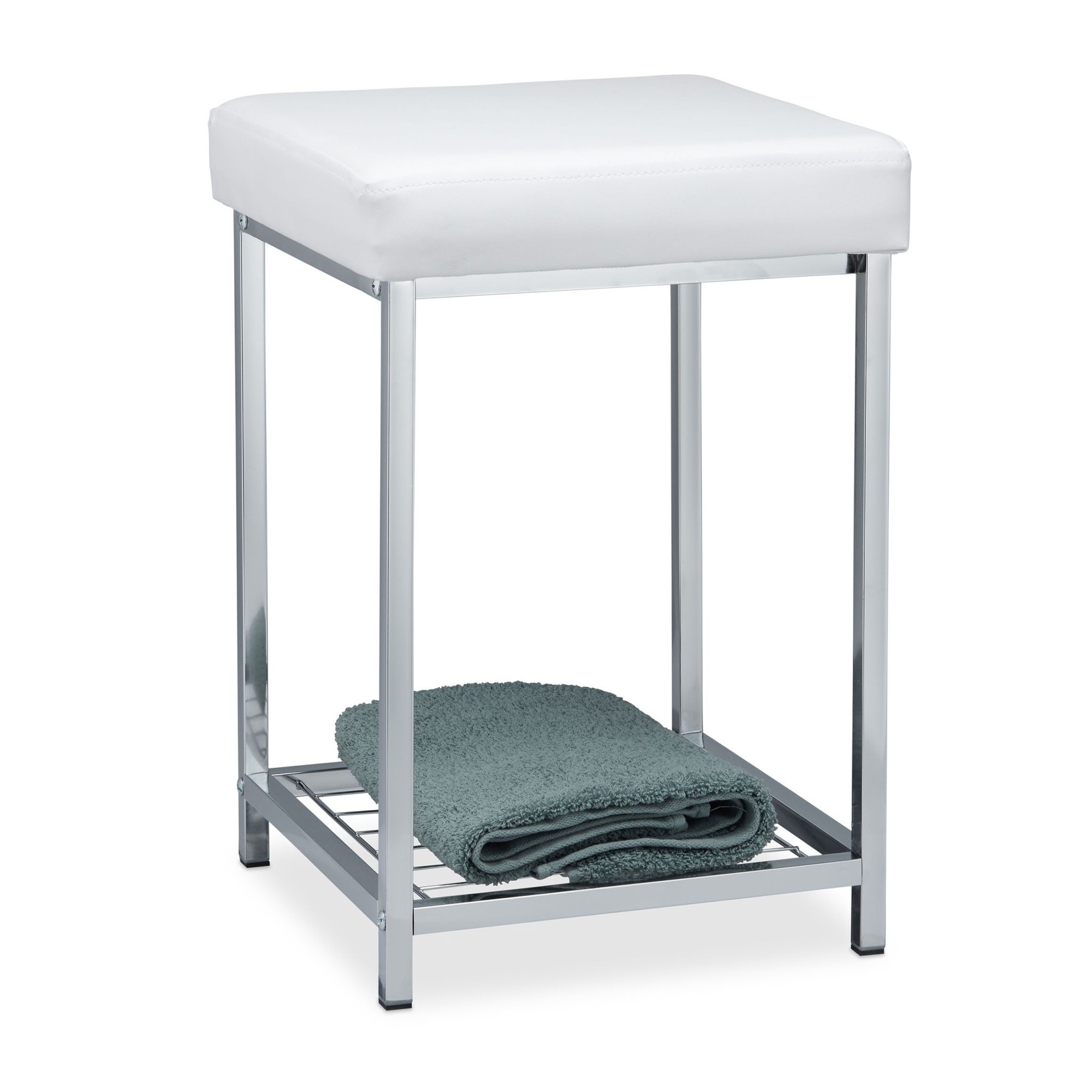 Tabouret blanc avec rangement