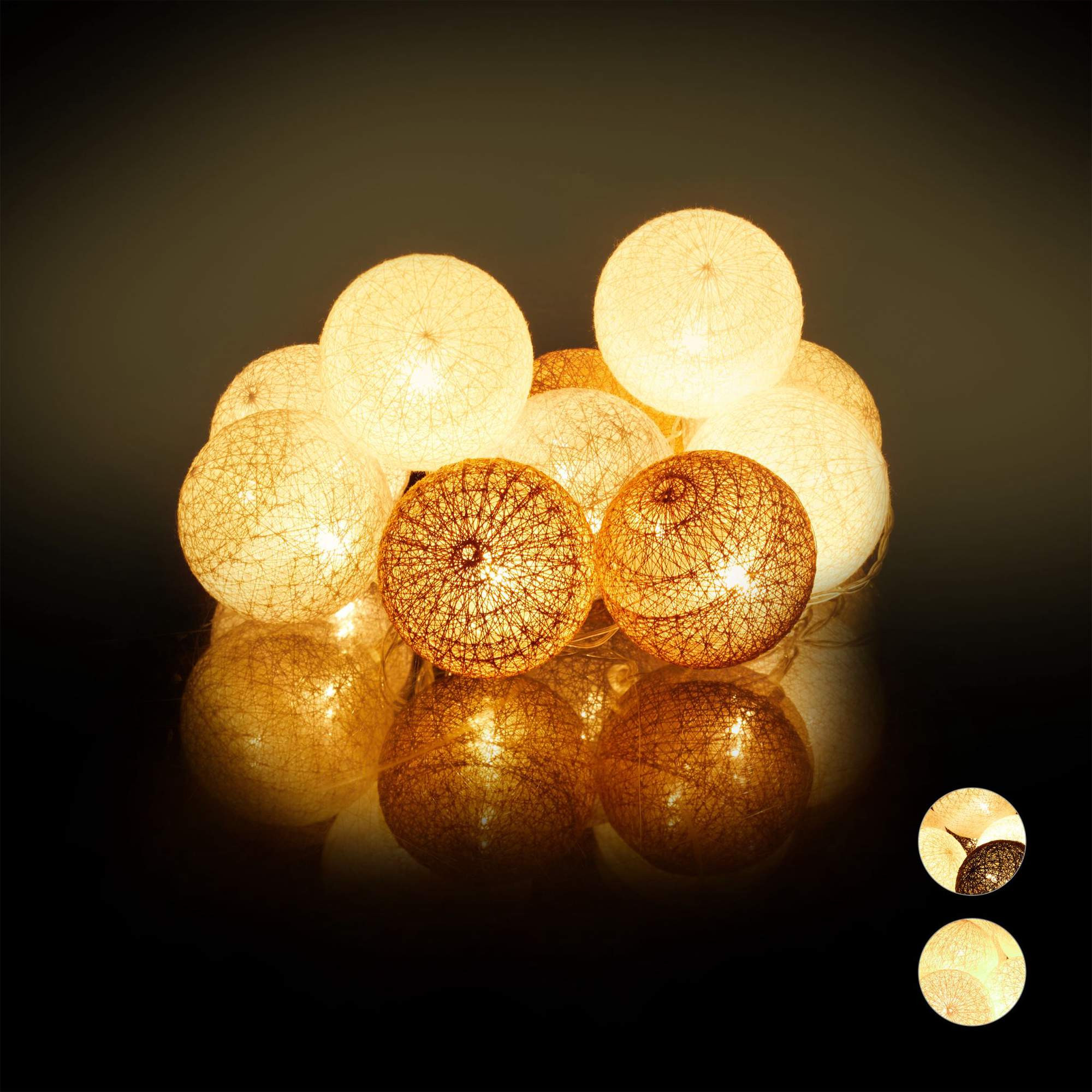 Corrente de luz LED com 10 bolas