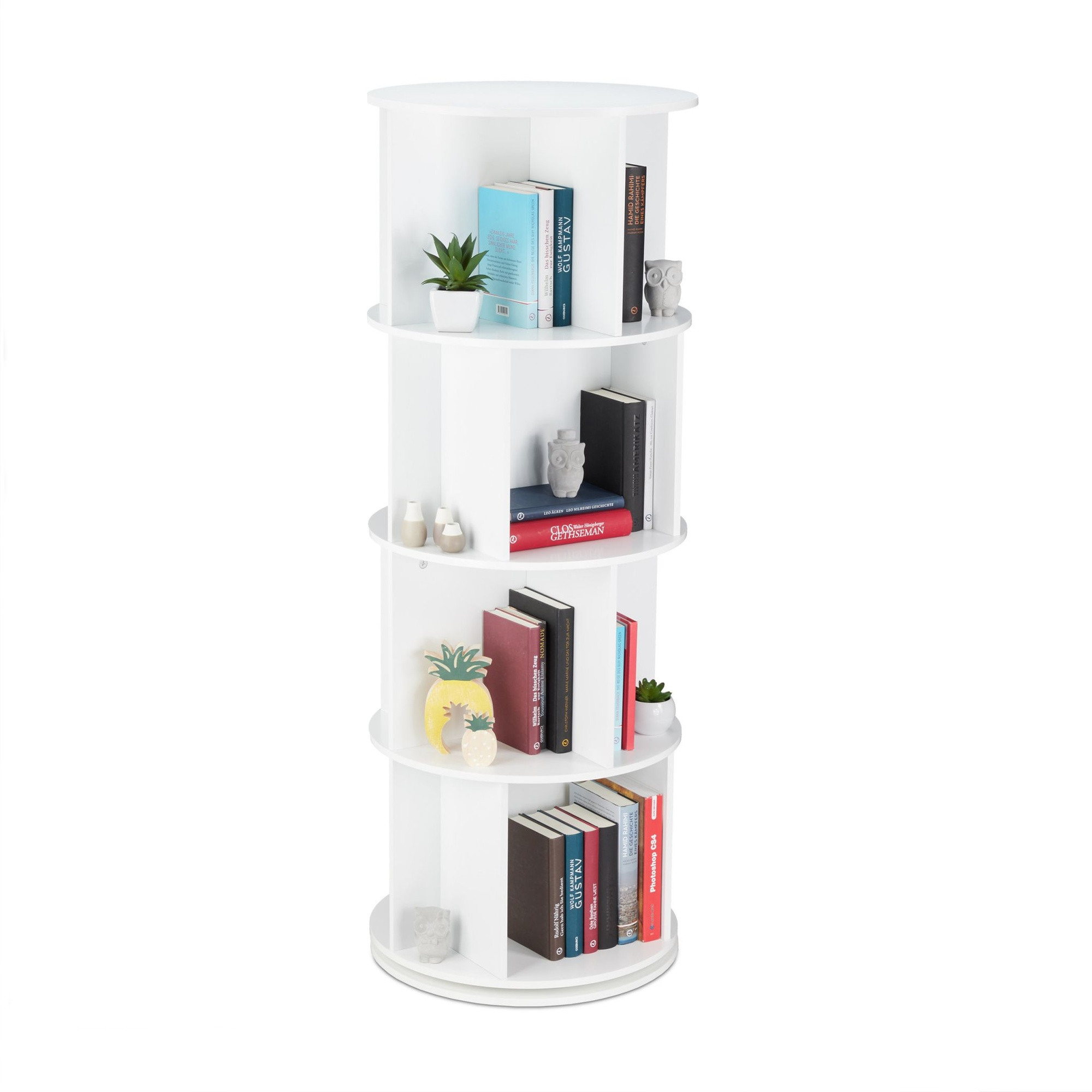Rotating bookcase with 12 compartments