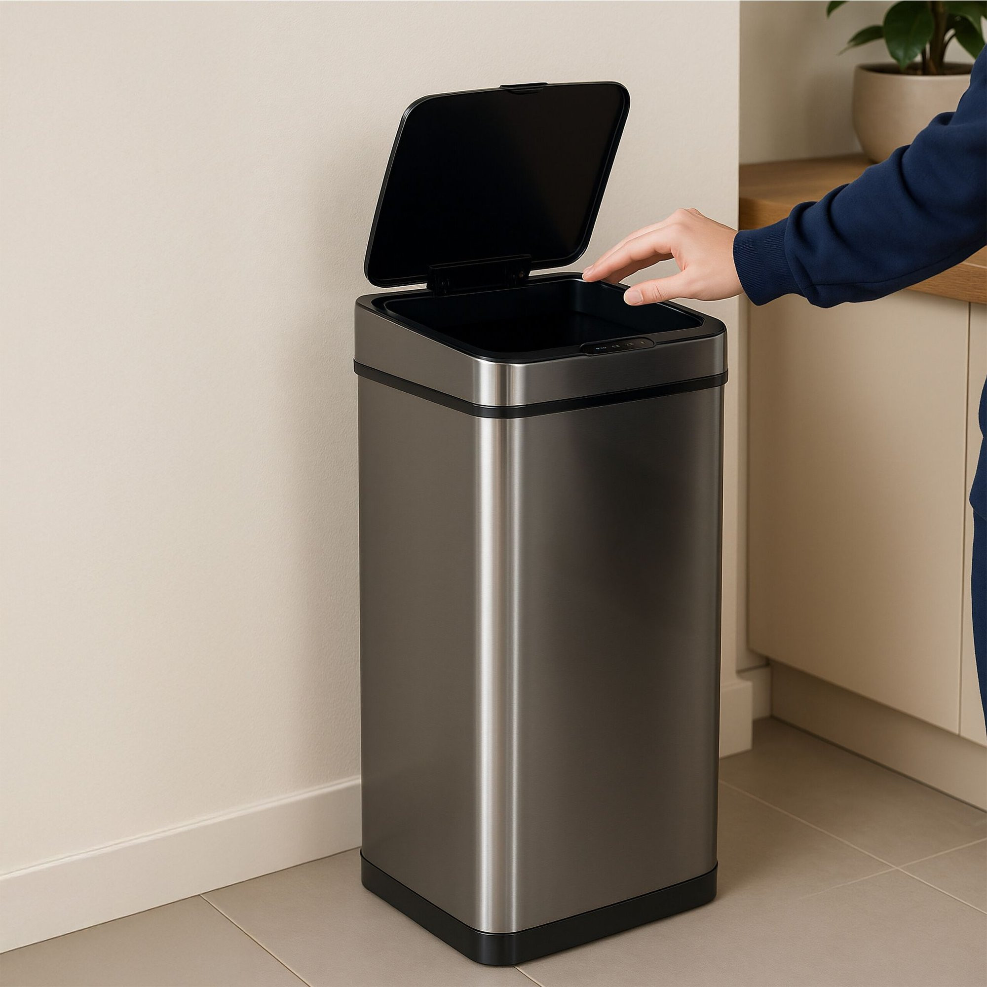 Cubo de basura con sensor, 60 litros