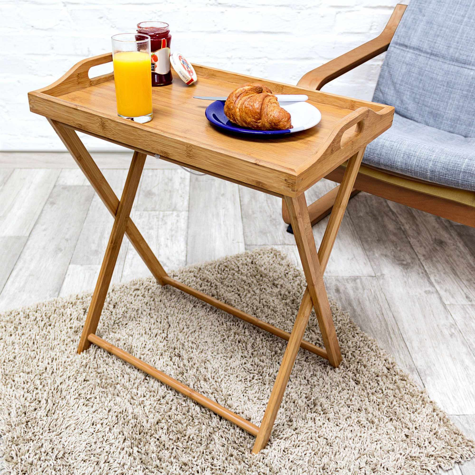 Bandeja mesa bambu 63,5 cm natural