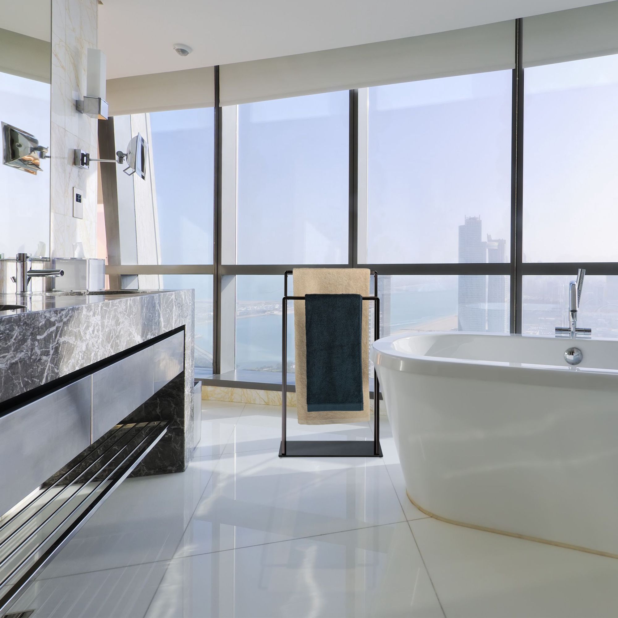Freestanding towel rail 2 bars