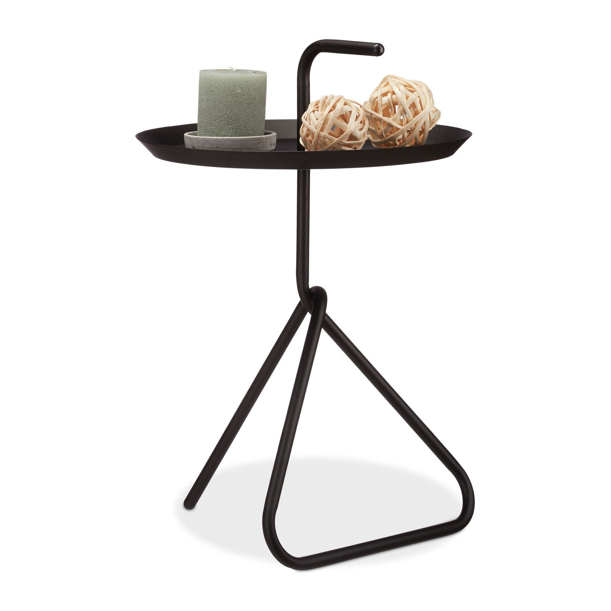 Metal side table with handle