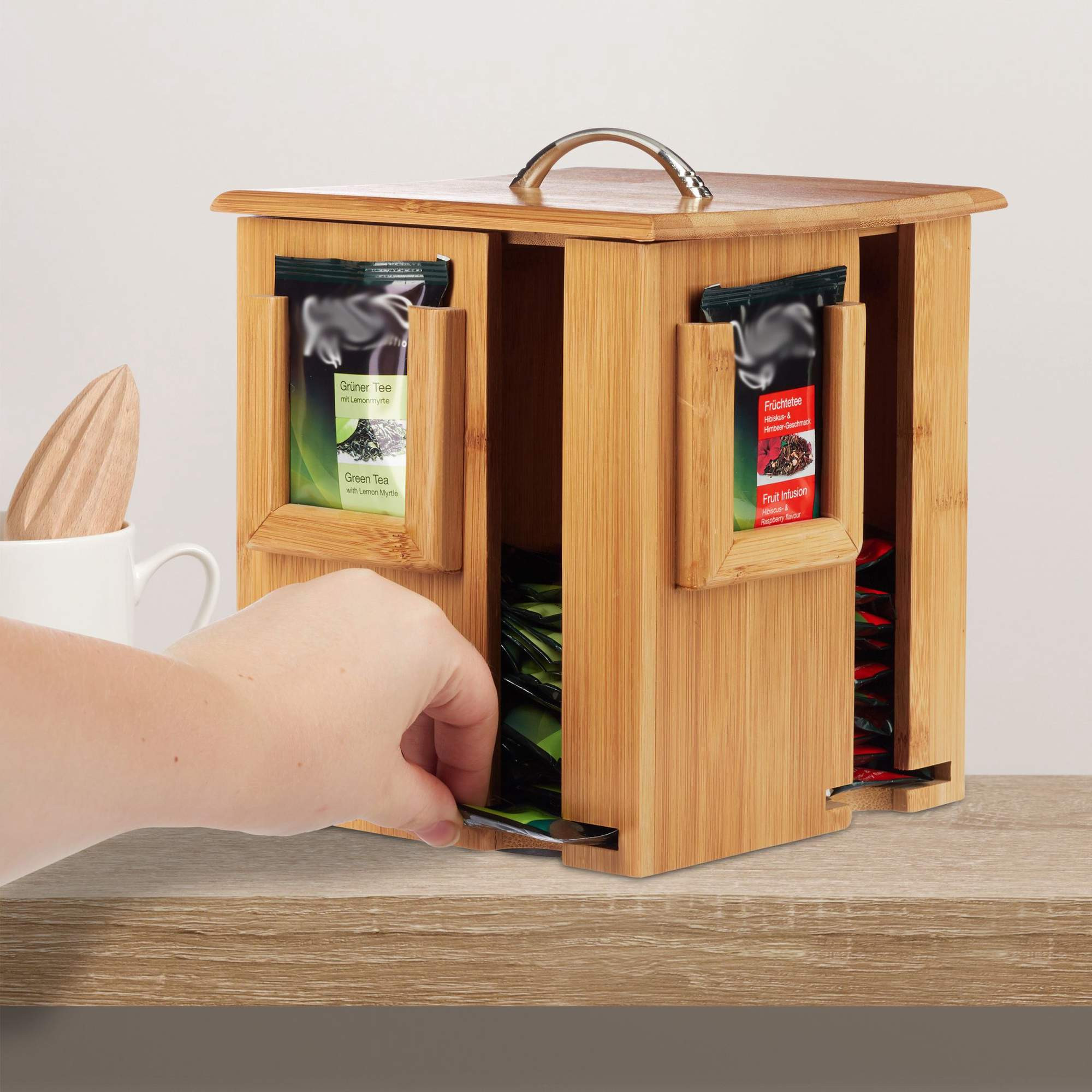 Drehbare Teebox aus Bambus