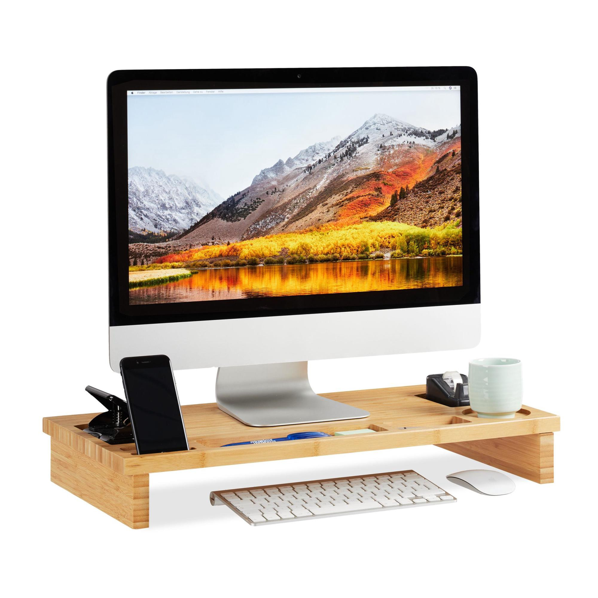 Monitor stand in bamboo