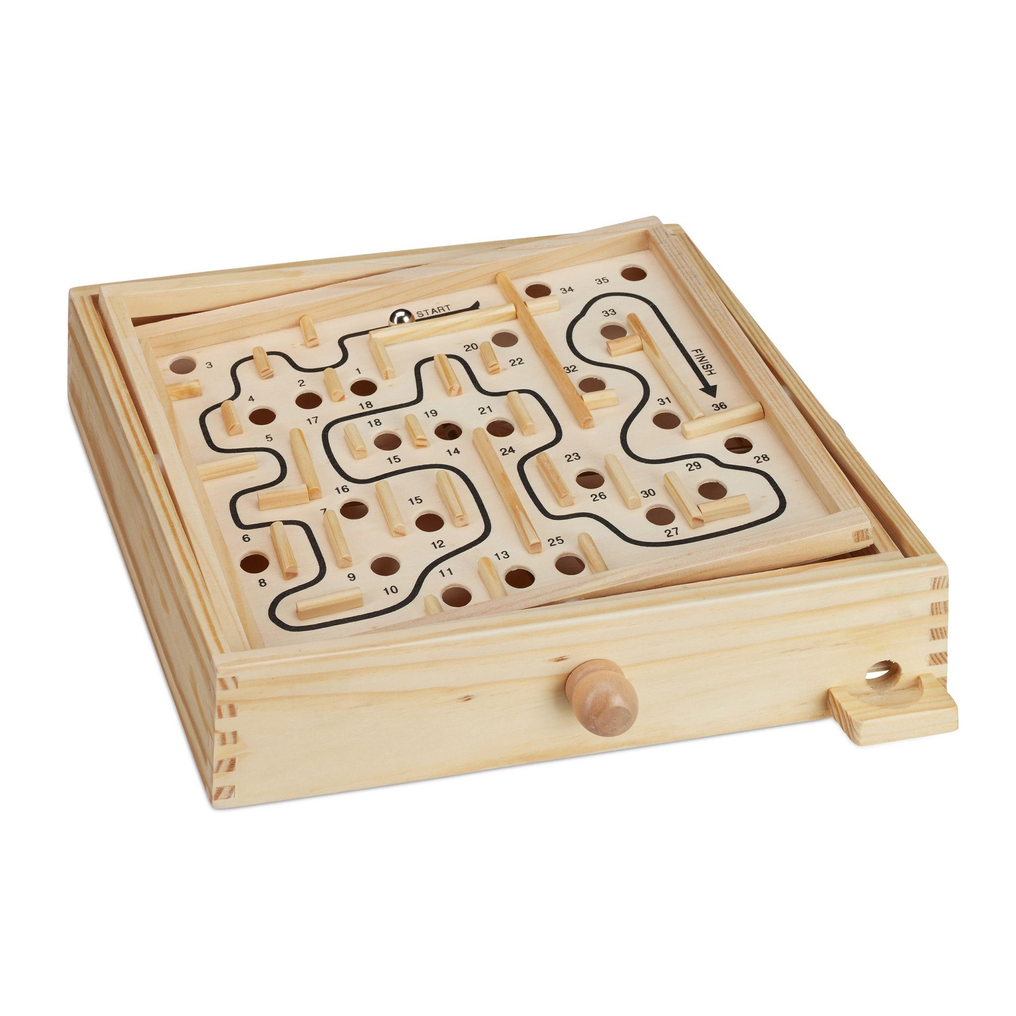 Juego de laberinto de madera.