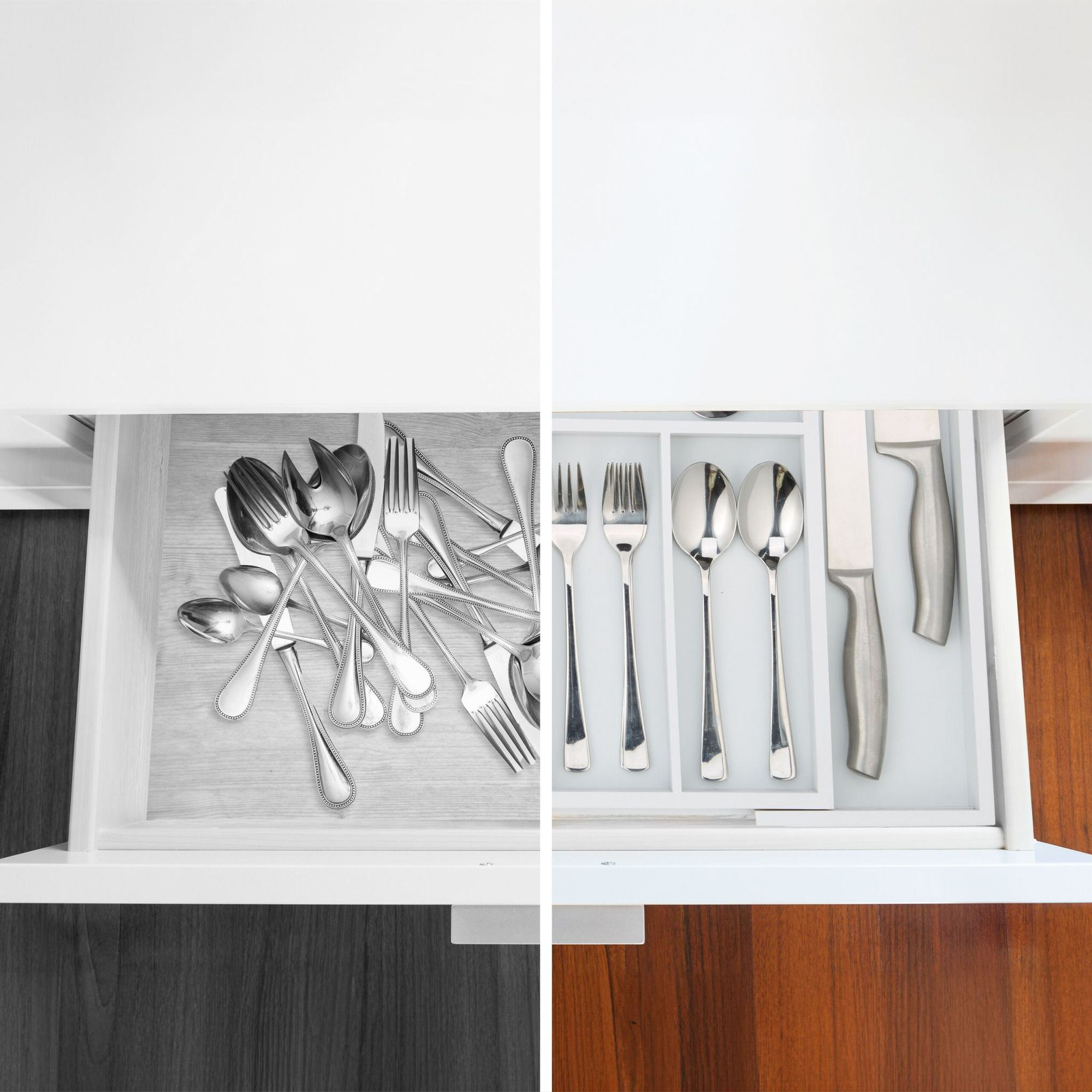Range-couverts en bambou blanc
