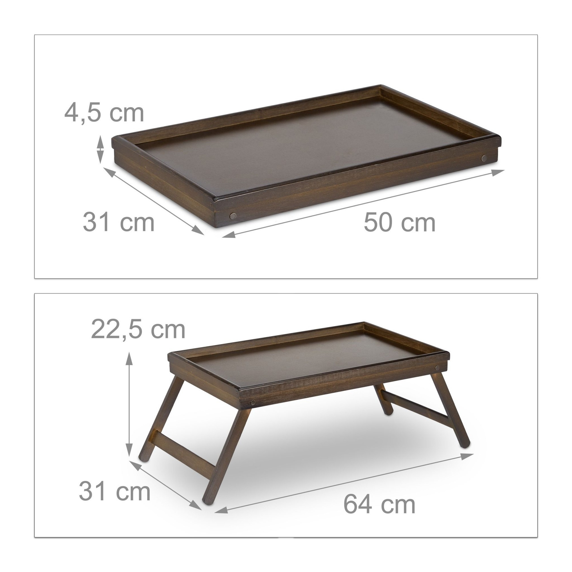 Bandeja de cama de bambu marrom escuro