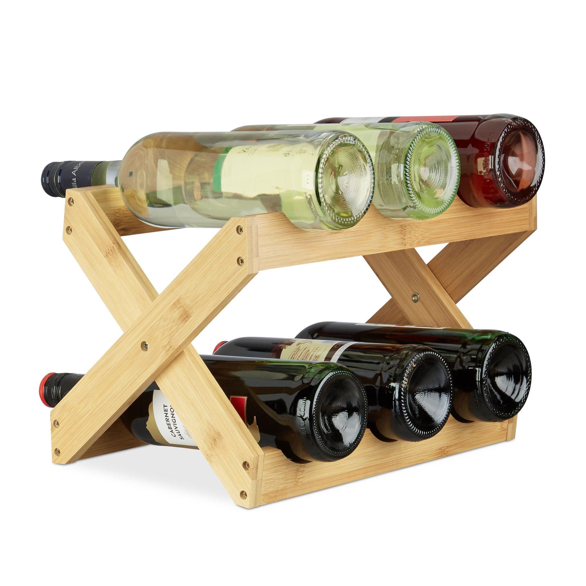 Porta-vinhos de bambu natural