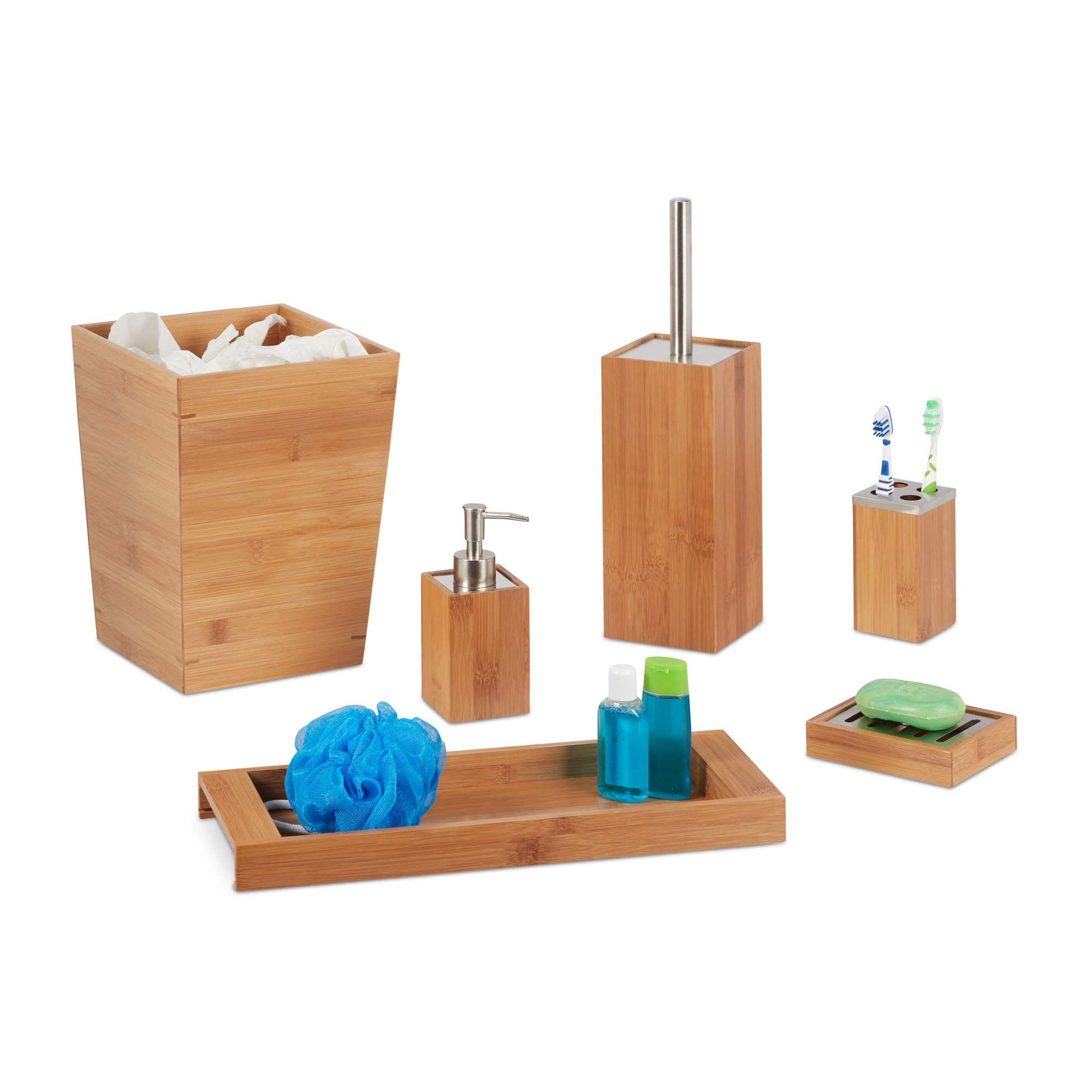 Set da bagno in bambù 6 pezzi