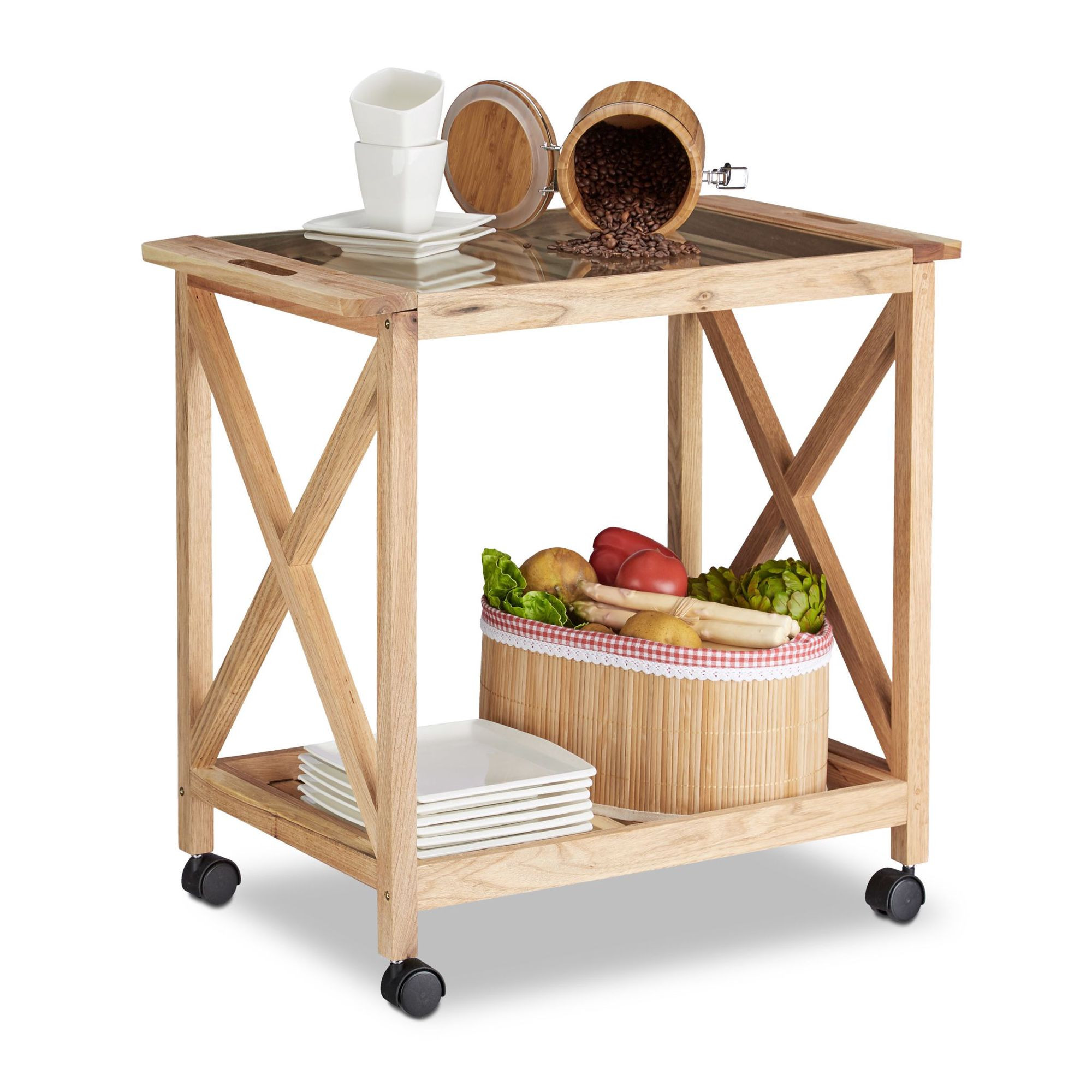 Kitchen trolley in walnut