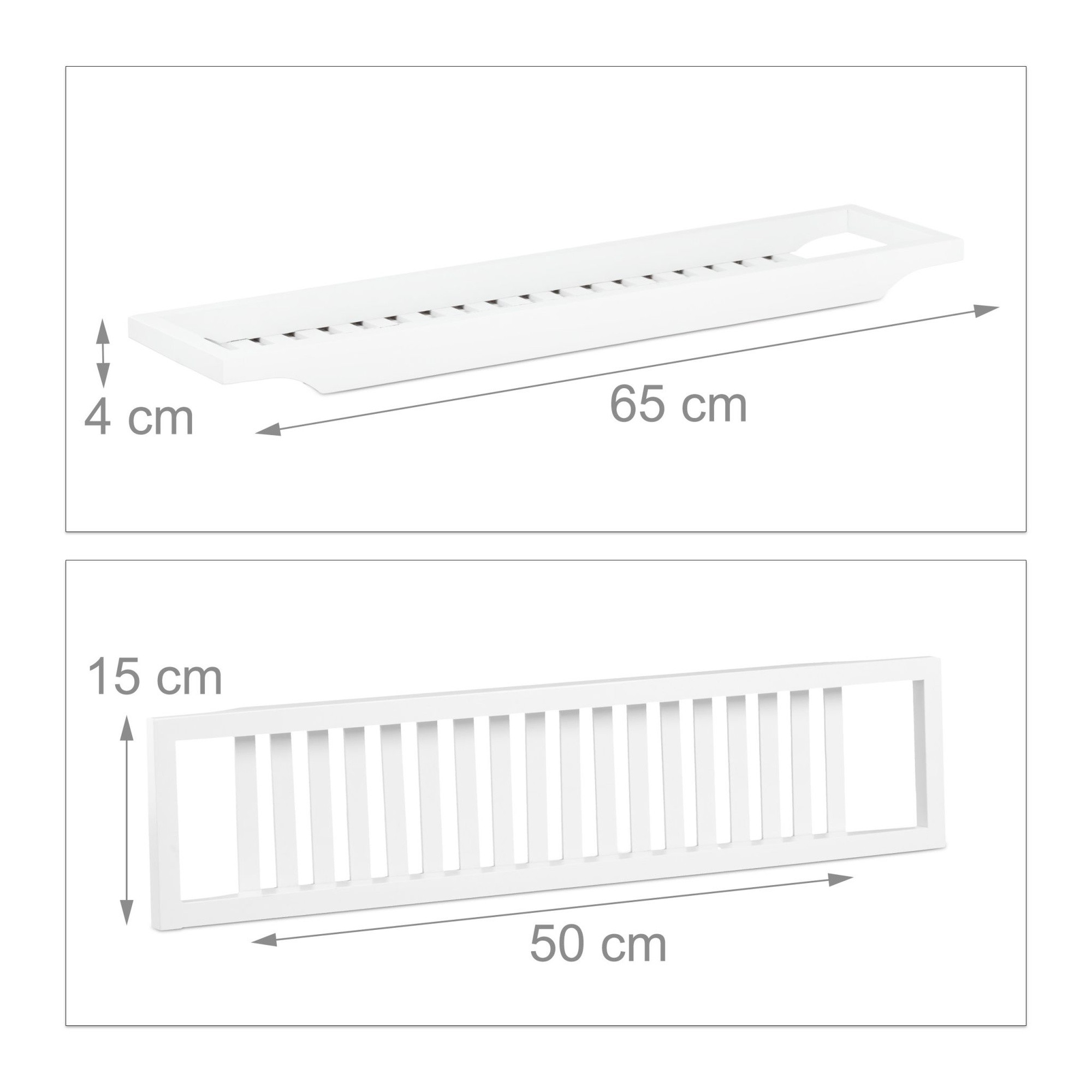 Bath shelf bamboo white lacquered