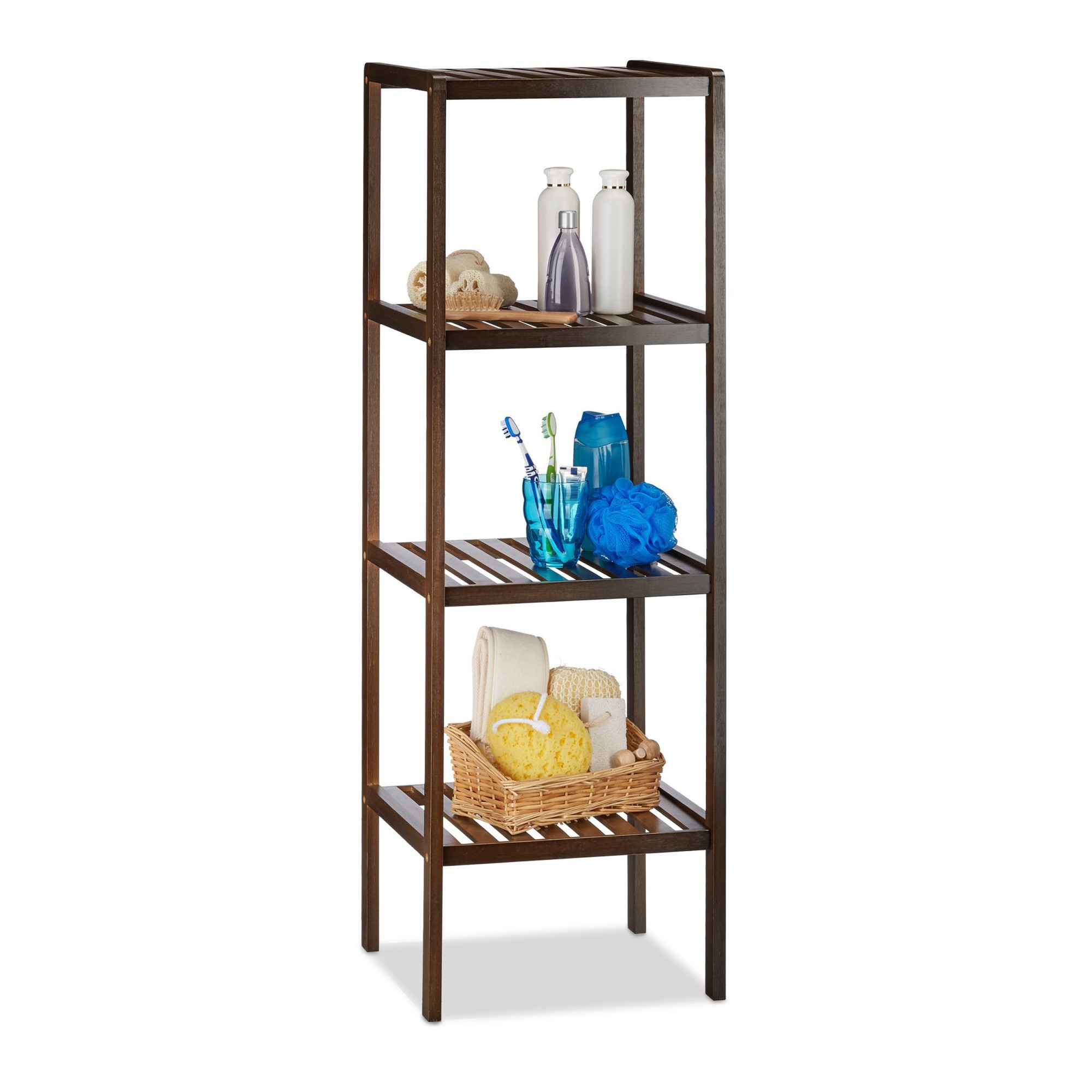 Bathroom shelf bamboo dark brown
