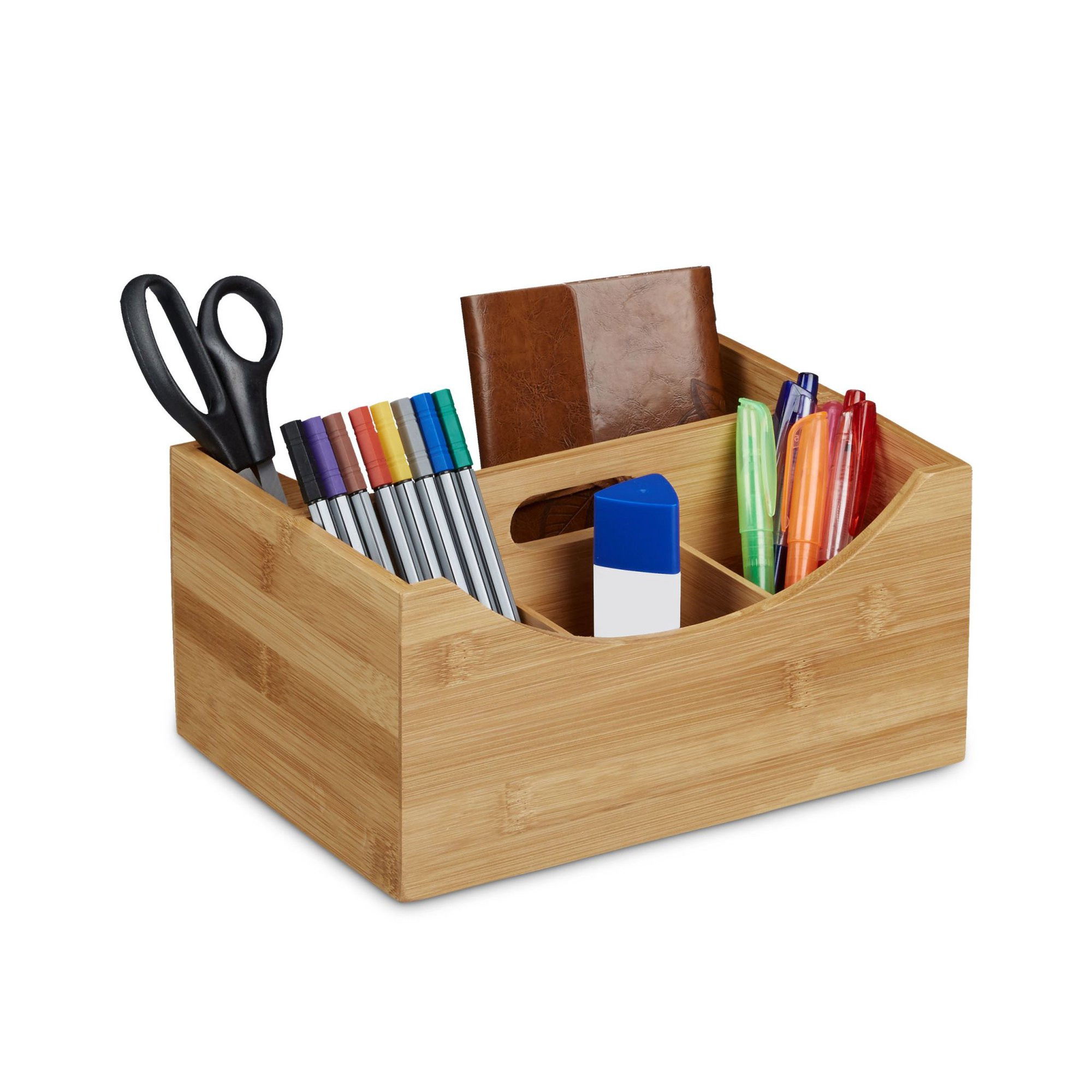 Armazenamento de mesa com alça de bambu